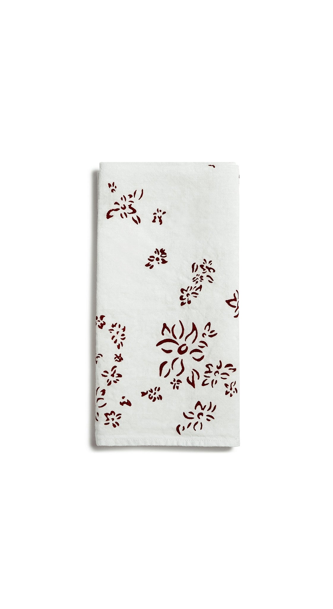 Bernadette's Hand Stamped Falling Flower Linen Napkin in Claret Red, 50x50cm