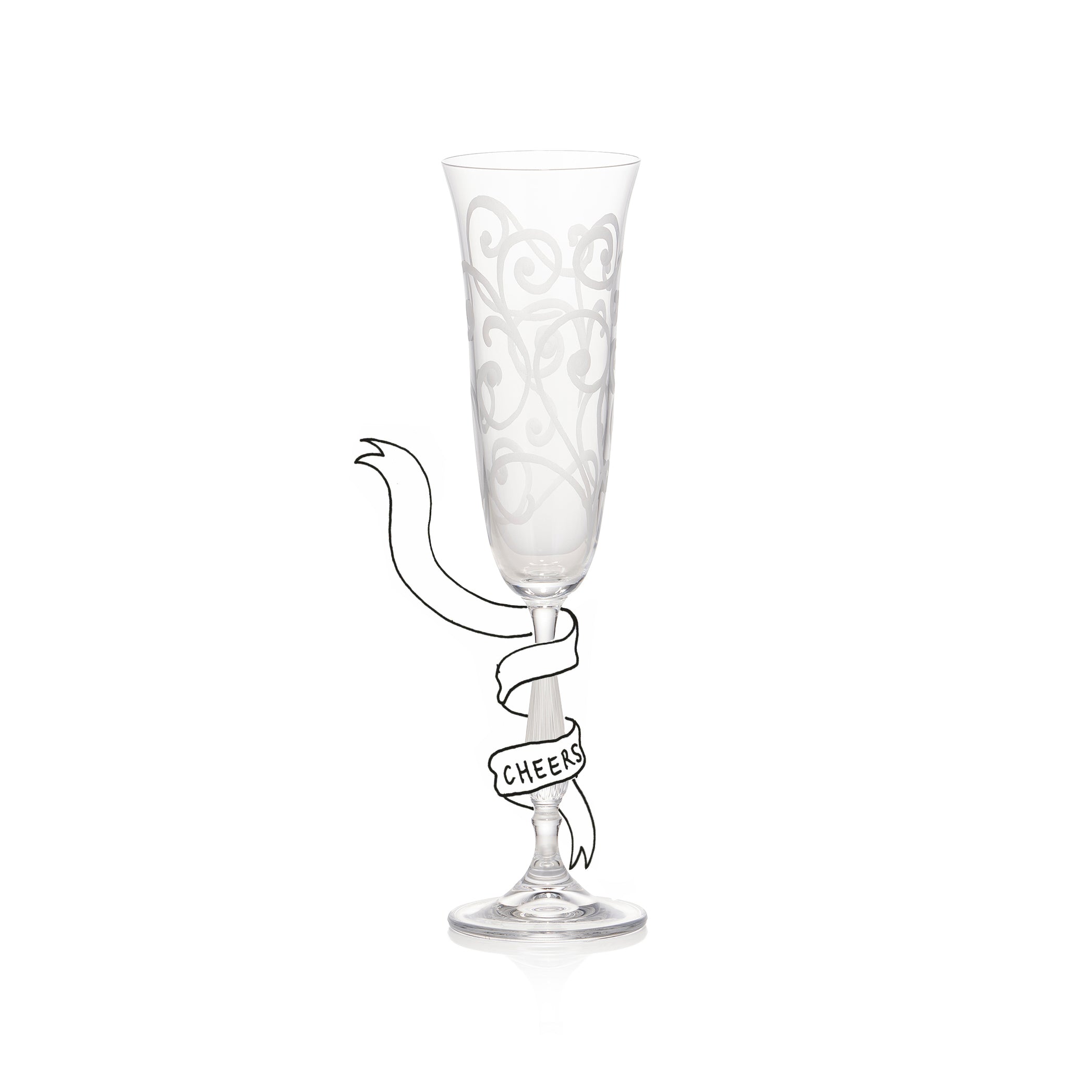 Ribbon Hand-Engraved Champagne Flute, 25.5cm