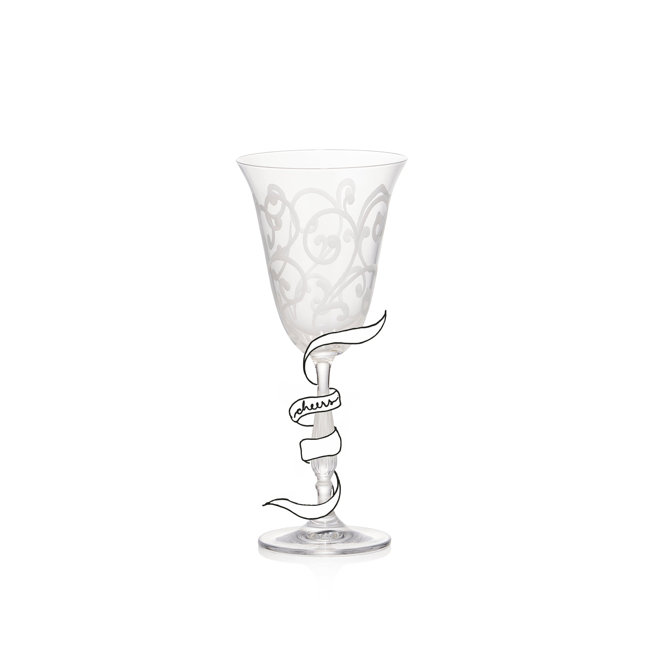 Ribbon Hand-Engraved White Wine Glass, 22cm
