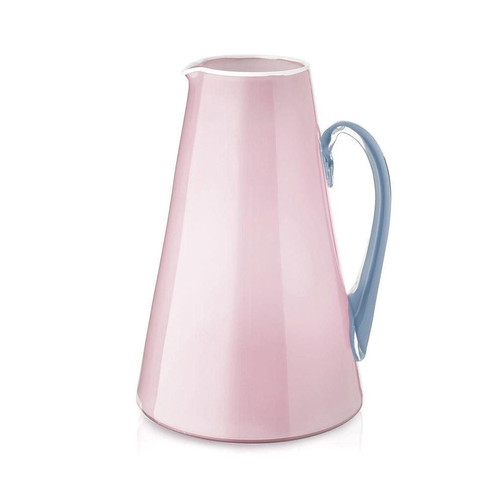 Handblown Glass Bumba Jug in Rose Pink and Powder Blue, 3lt