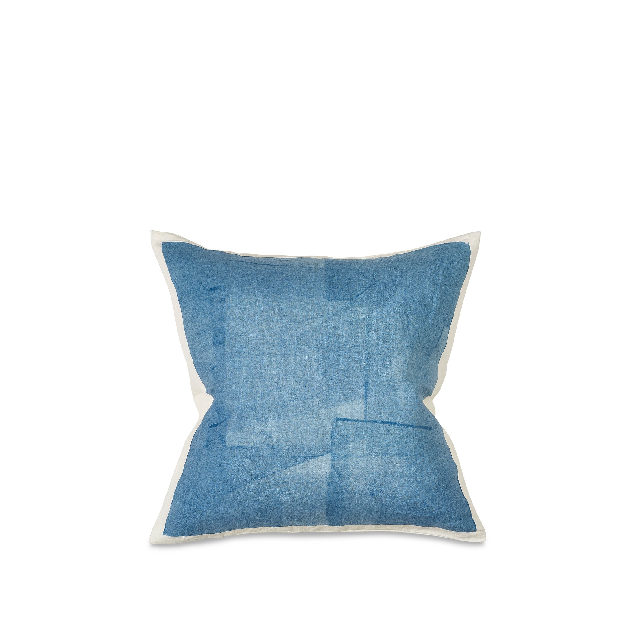 Hand Painted Linen Cushion in Sky Blue, 50cm x 50cm