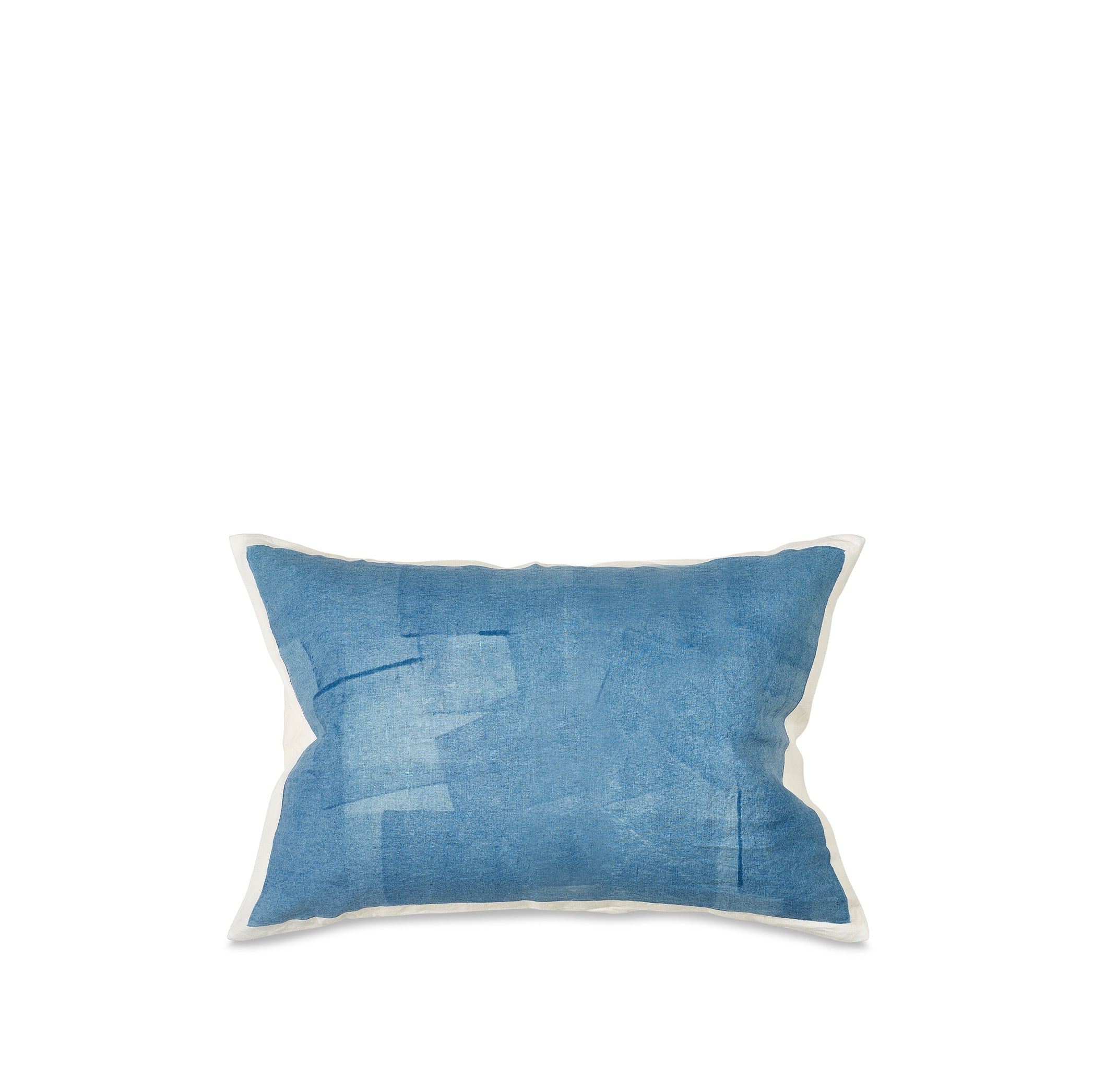 Hand Painted Linen Cushion in Sky Blue, 60cm x 40cm