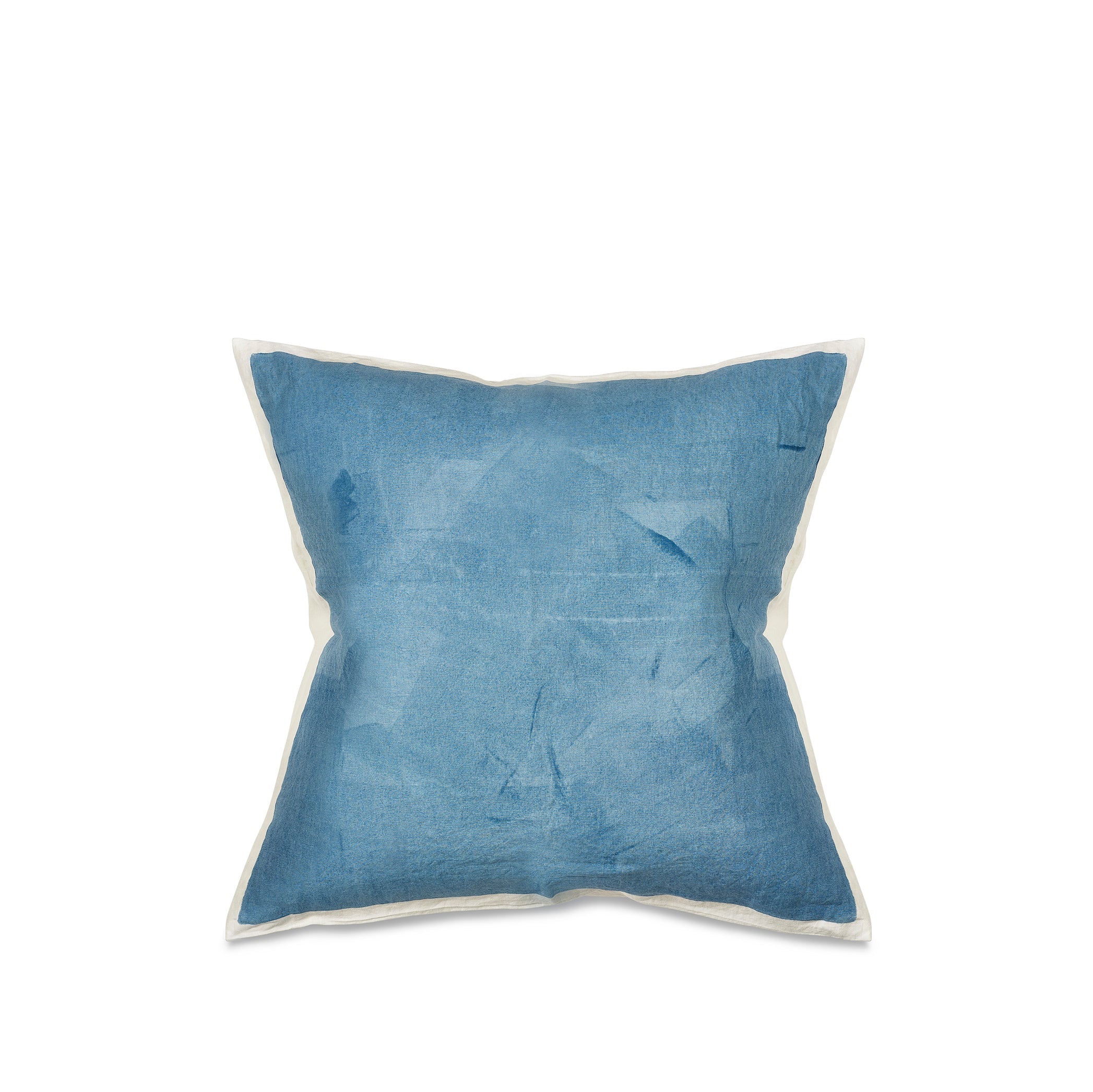 Hand Painted Linen Cushion in Sky Blue, 60cm x 60cm