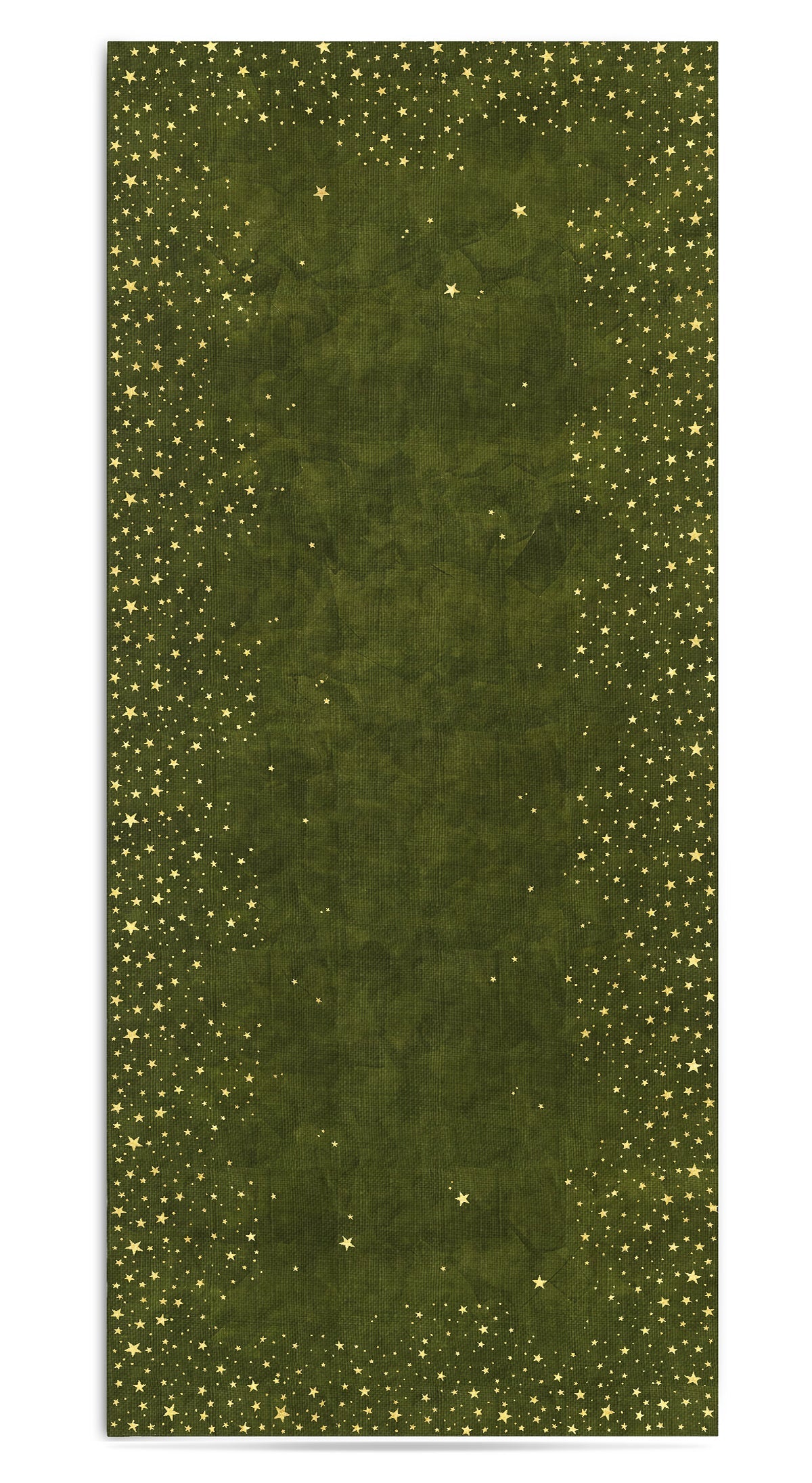 Falling Stars Linen Tablecloth in Avocado Green with Gold Stars