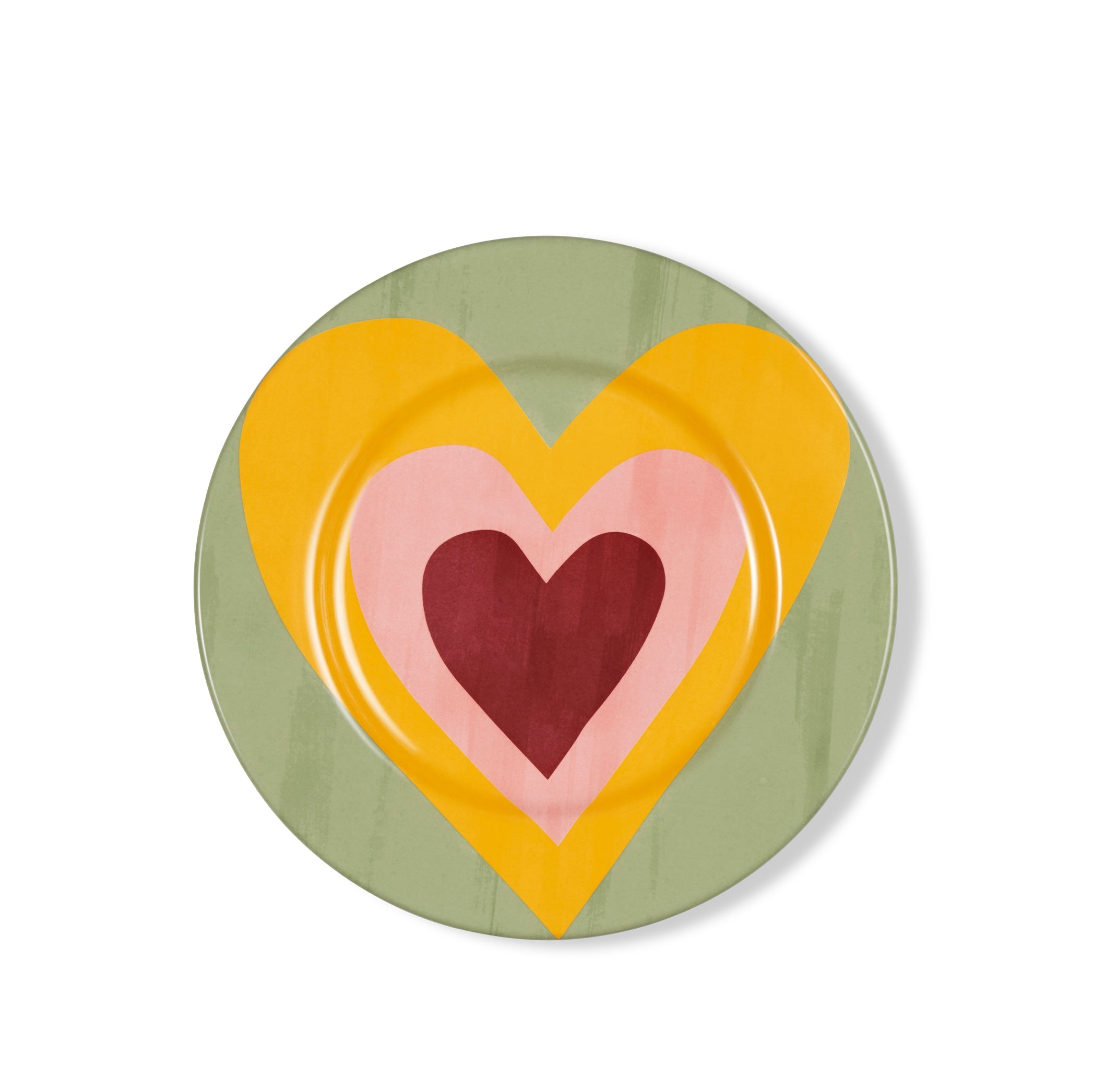 S&B Heart Dinner Plate in Pale Green and Lemon Yellow, 30cm