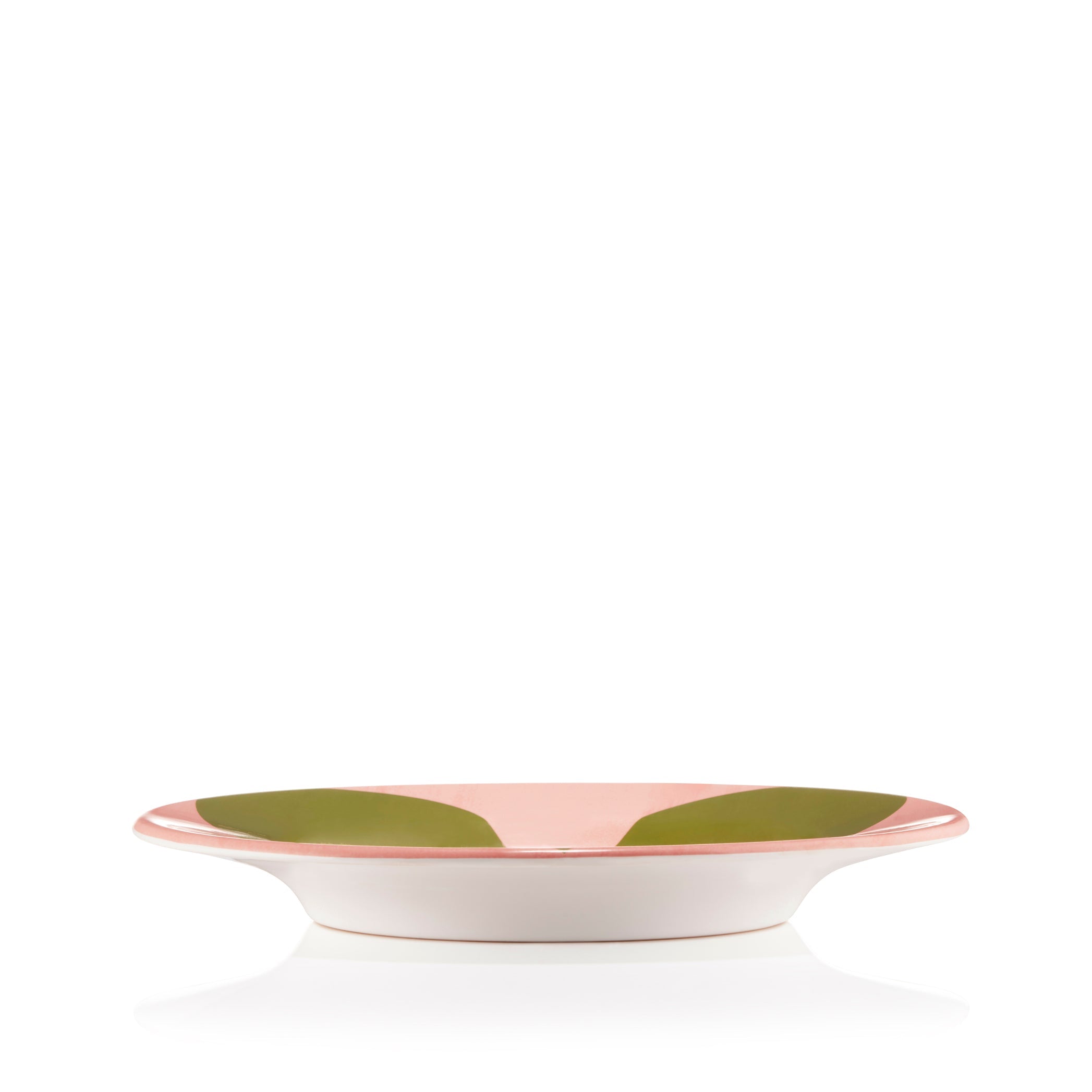 S&B Heart Side Plate in Rose Pink and Avocado Green, 22cm