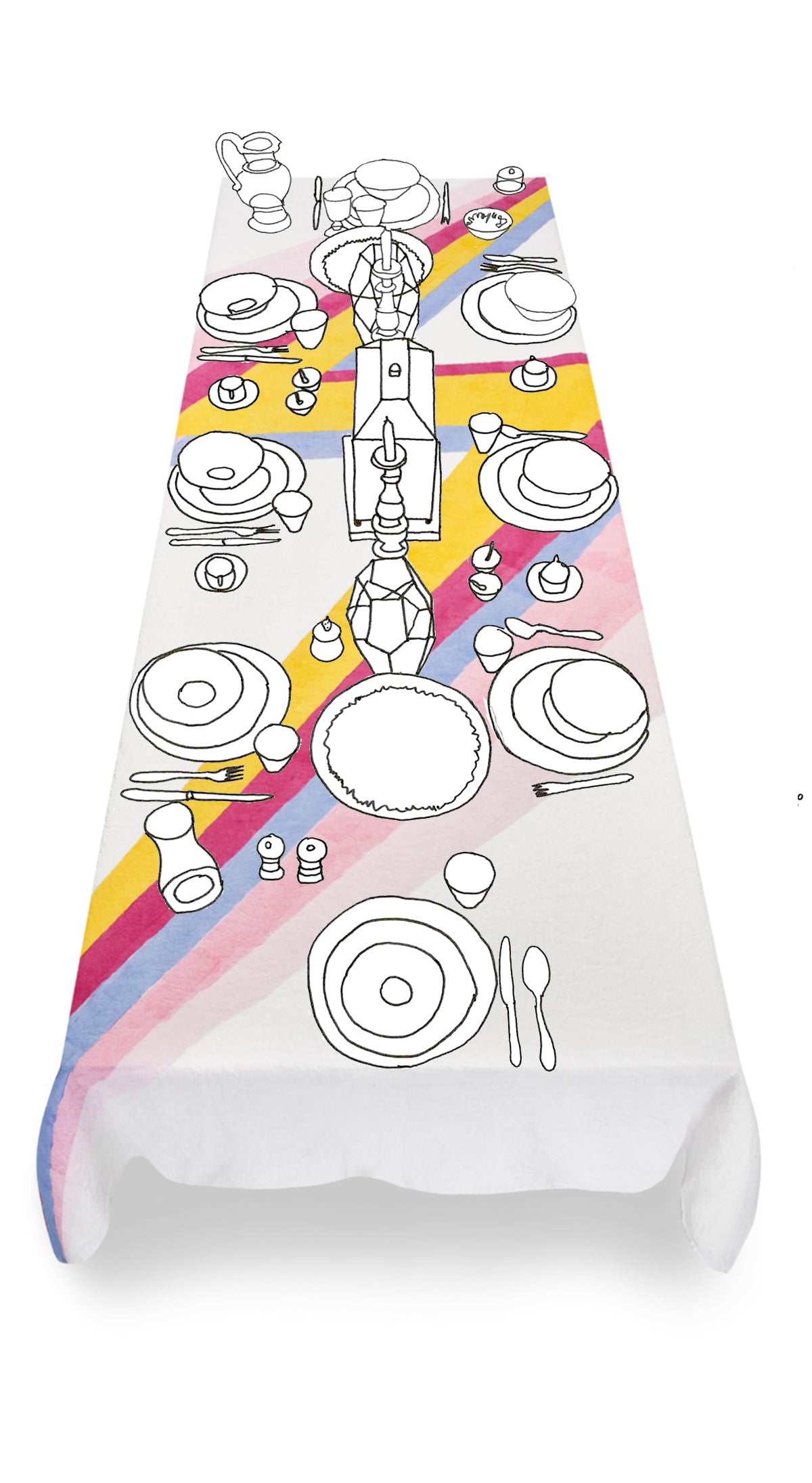 Bolt Linen Tablecloth in Pink and Yellow