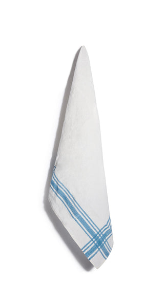 Blue and White Striped Linen Dish Towel - Larger Cross