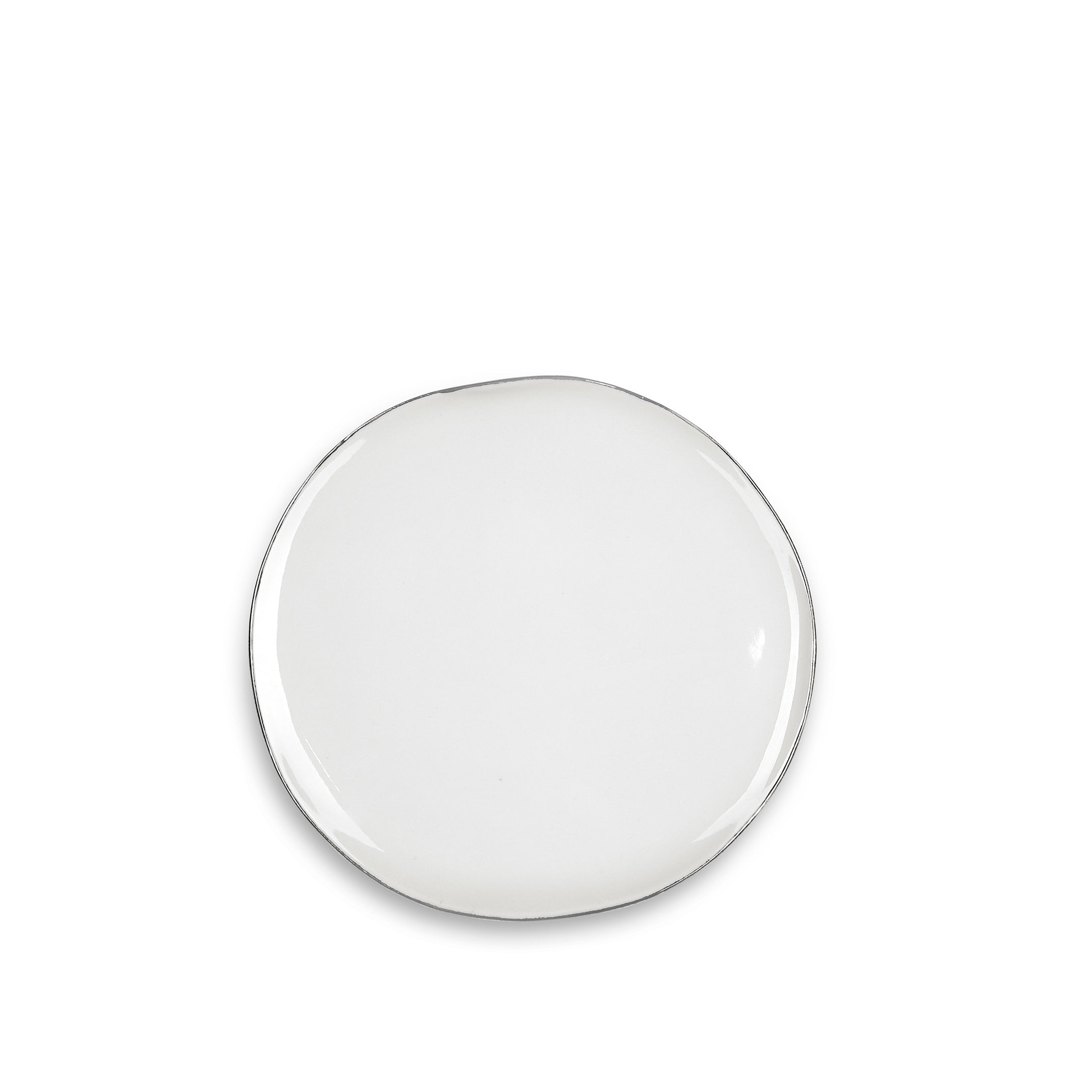Summerill & Bishop Handmade 20cm Porcelain Side Plate with Silver Rim