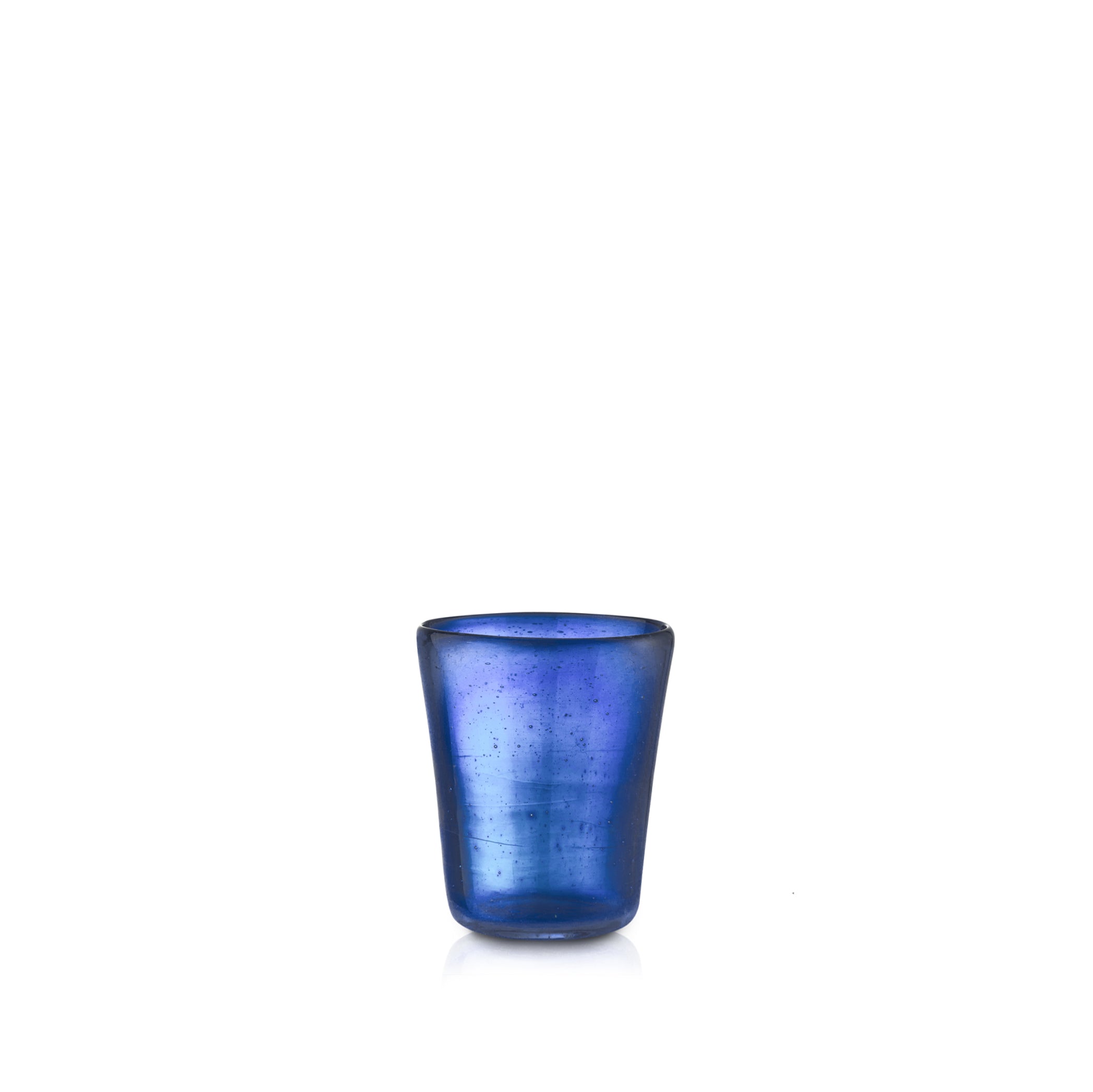 Handblown Glass Small Water Tumbler in Dark Blue, 8cm