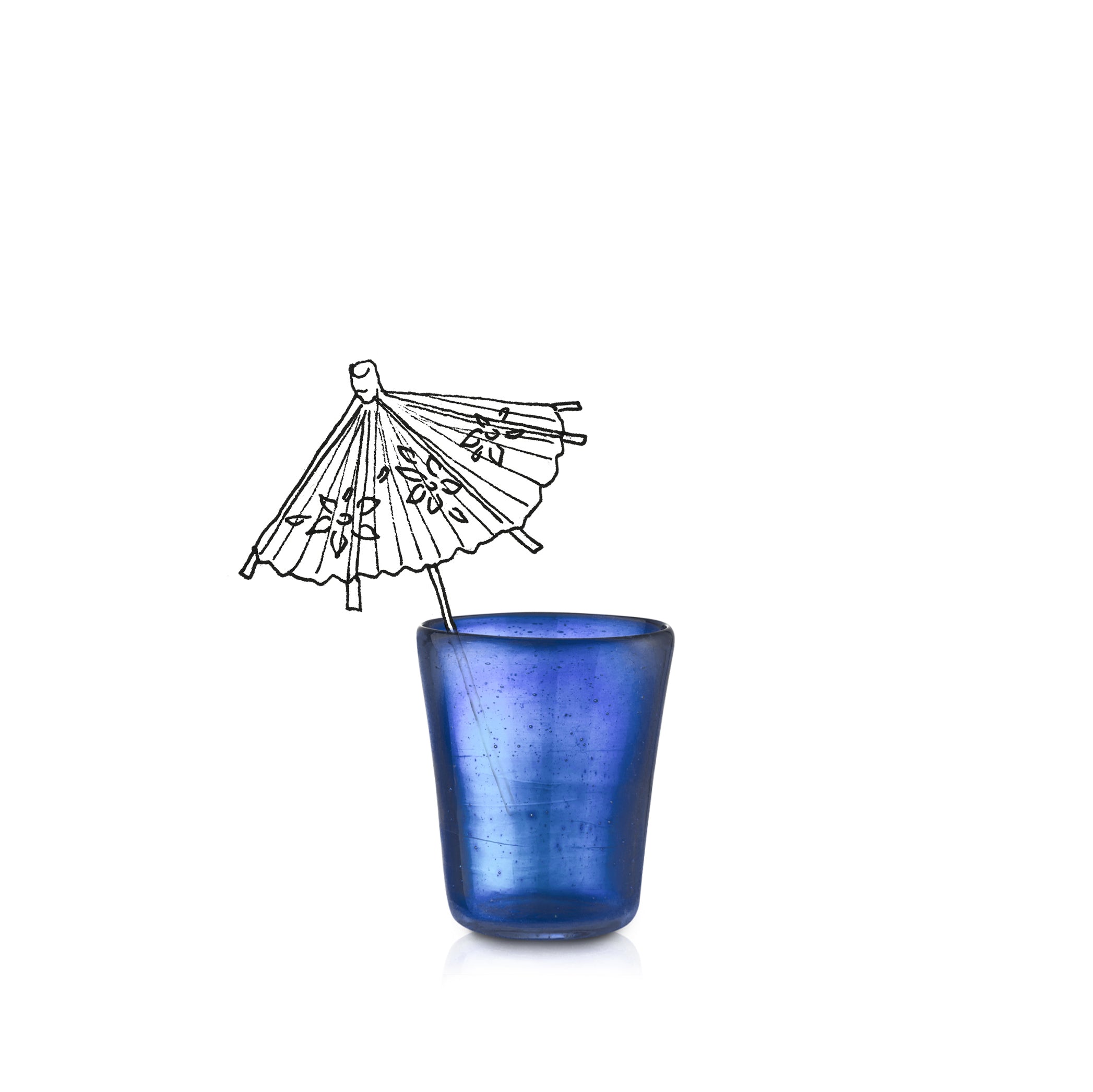 Handblown Glass Small Water Tumbler in Dark Blue, 8cm