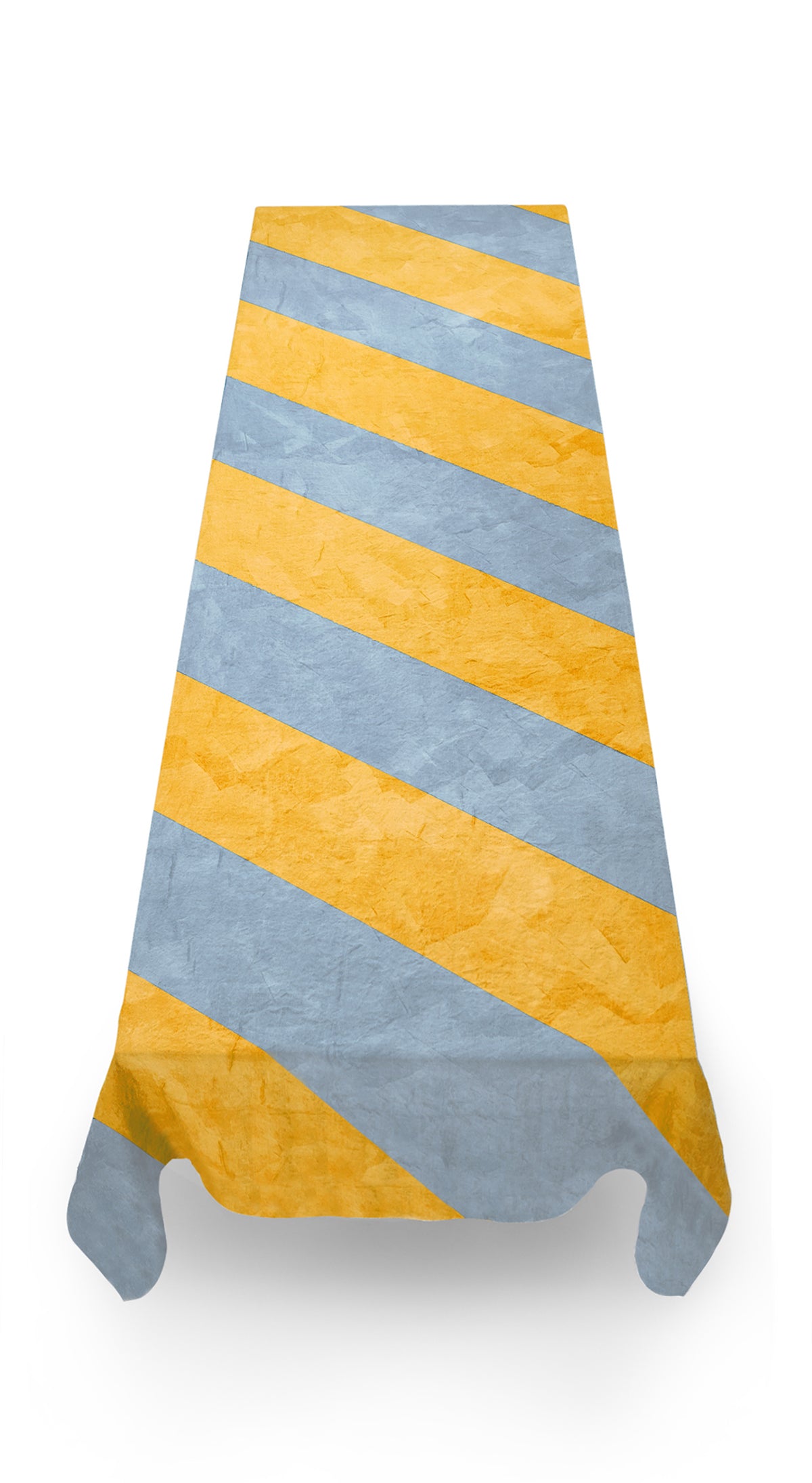 Stripe Linen Tablecloth in Mustard Yellow and Pale Blue