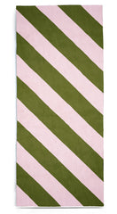 Stripe Linen Tablecloth in Avocado Green and Pale Pink