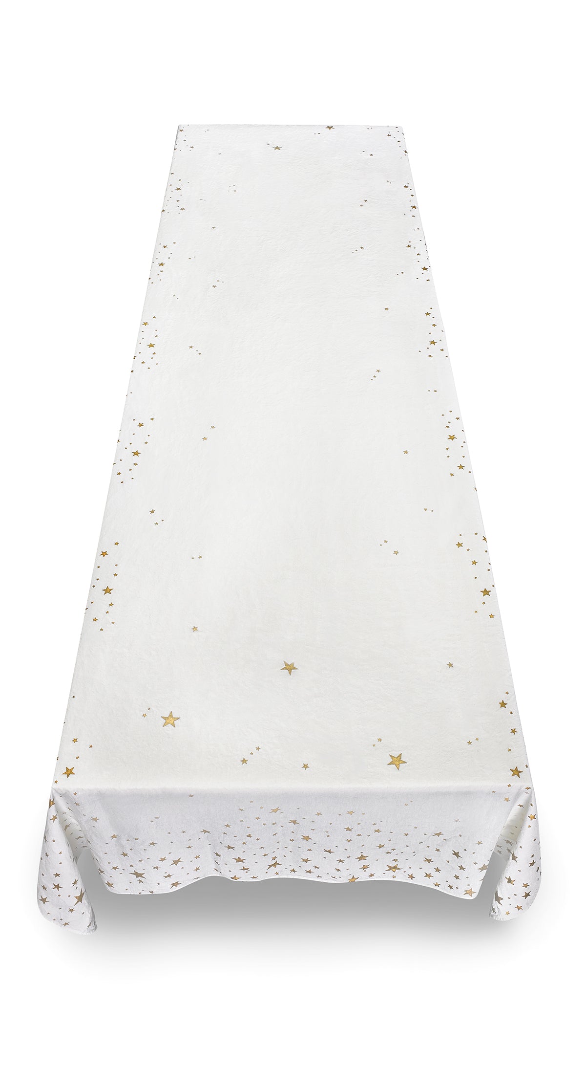 Falling Stars Linen Tablecloth in White with Gold Stars