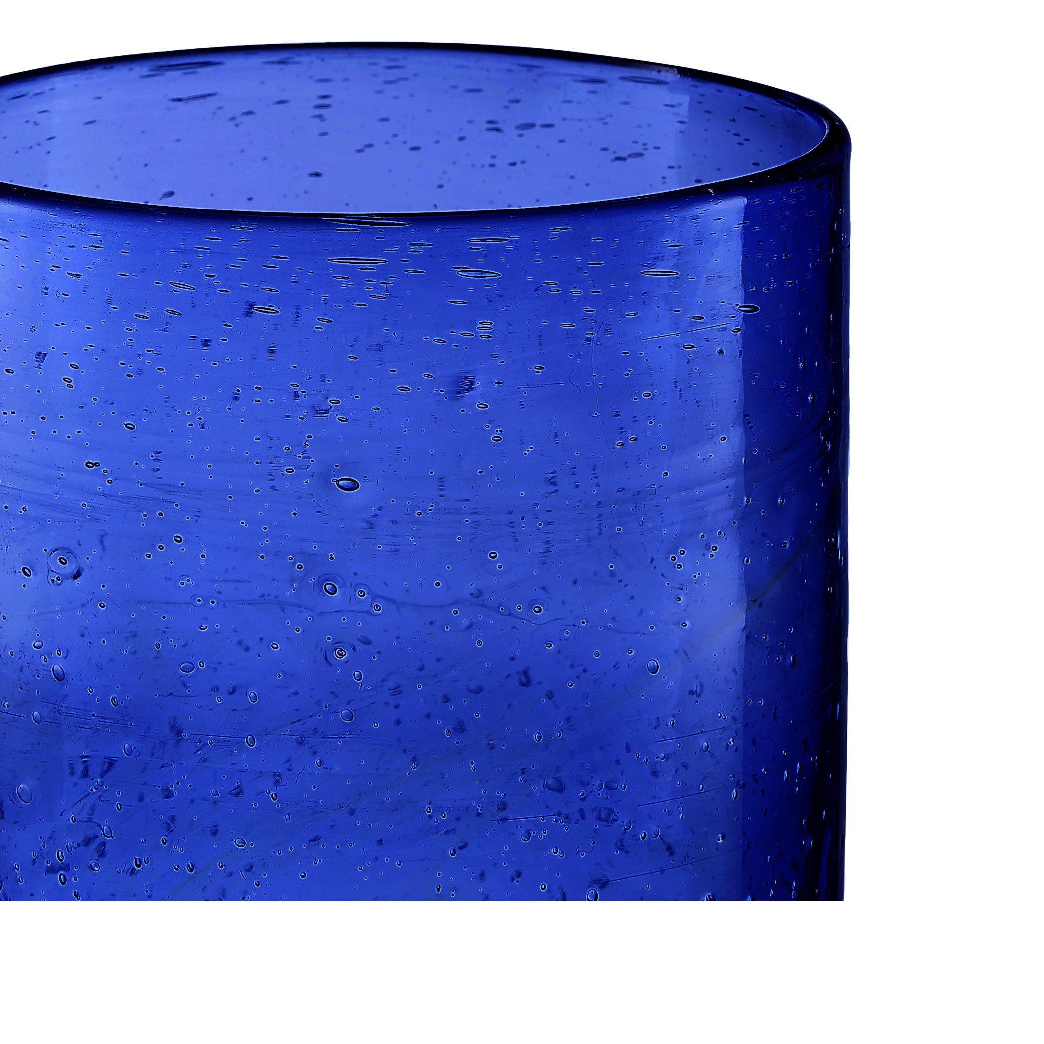 Handblown Glass Medium Water Tumbler in Dark Blue, 10cm