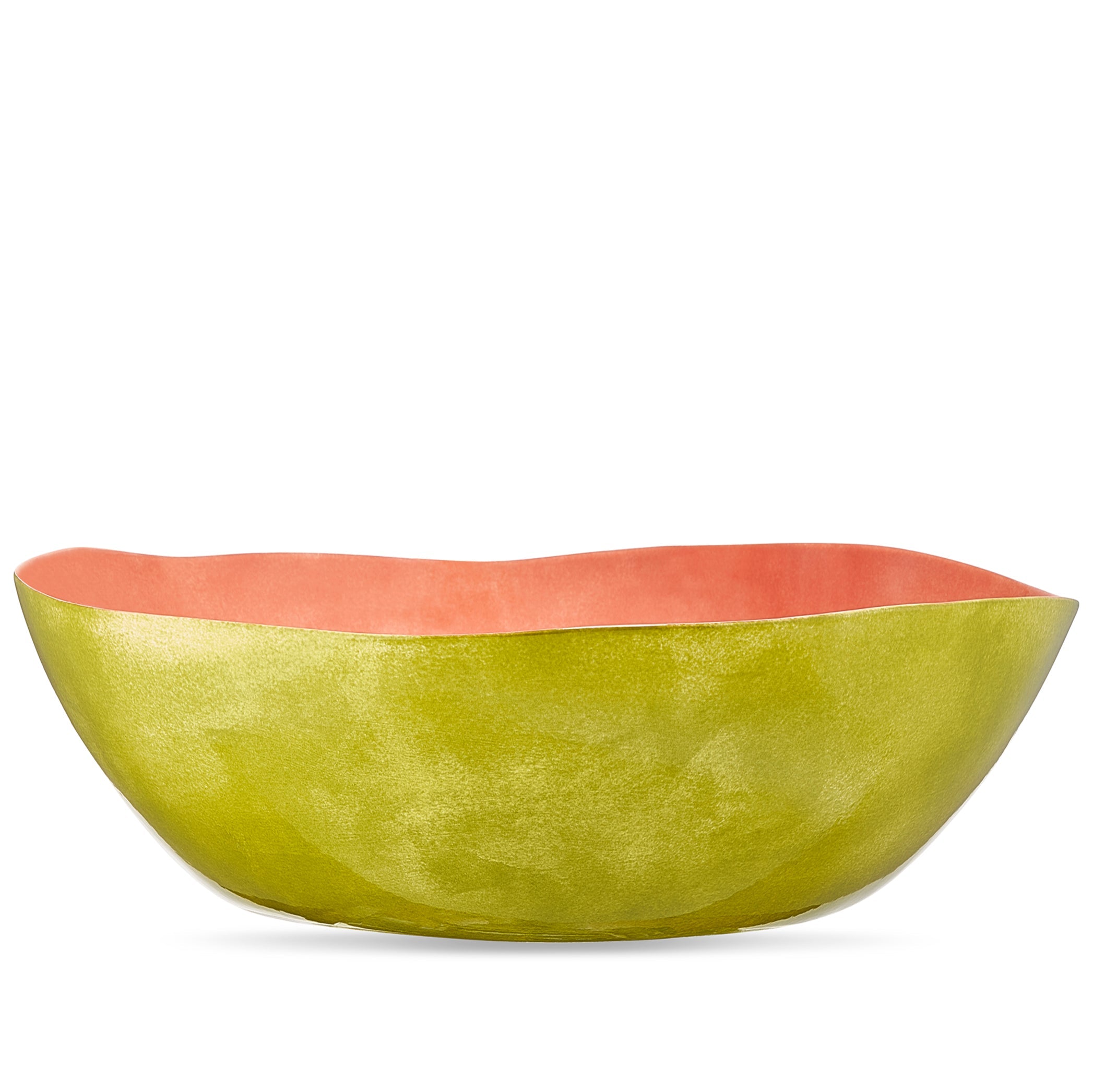 Summerill & Bishop Handmade 43cm Porcelain Extra Large Salad Bowl in Two Tone Pink and Green