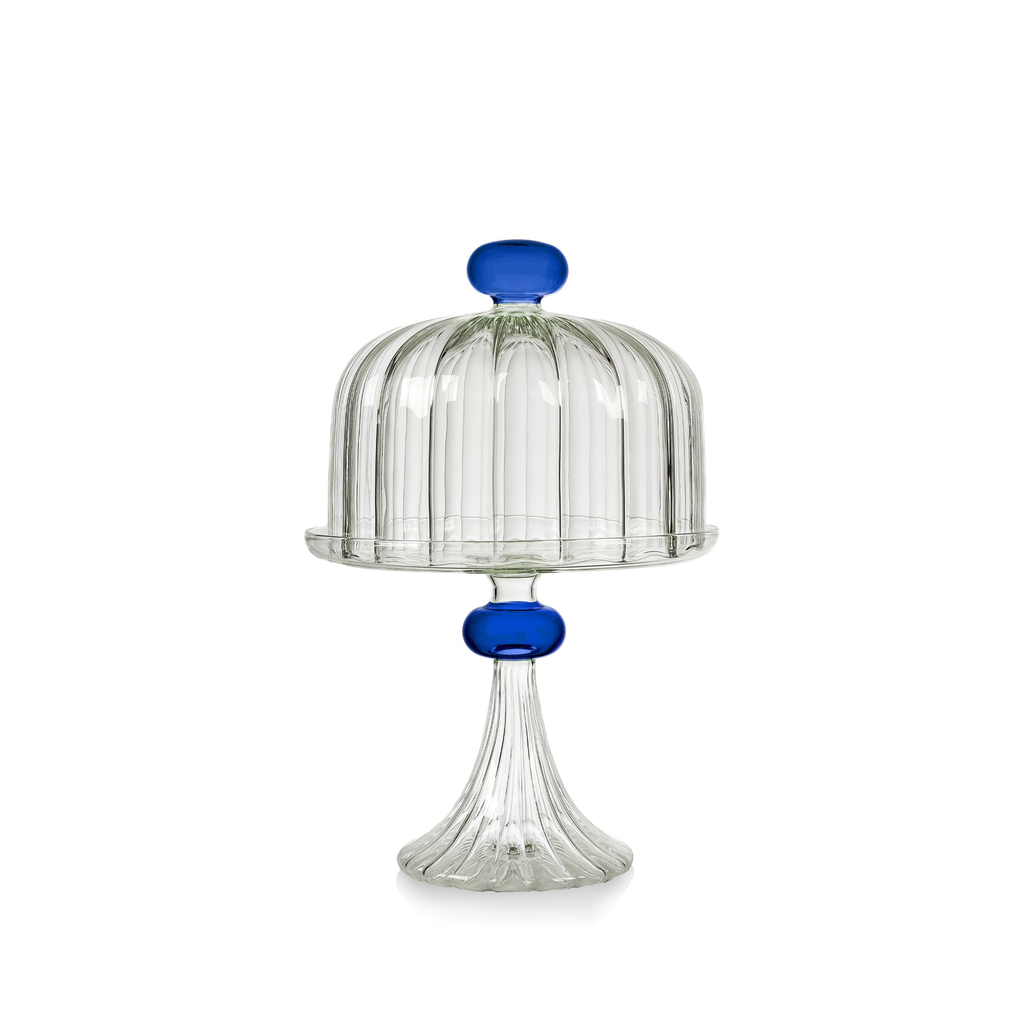 Verona Cake Stand and Dome in Blue, 25.5cm x 21cm