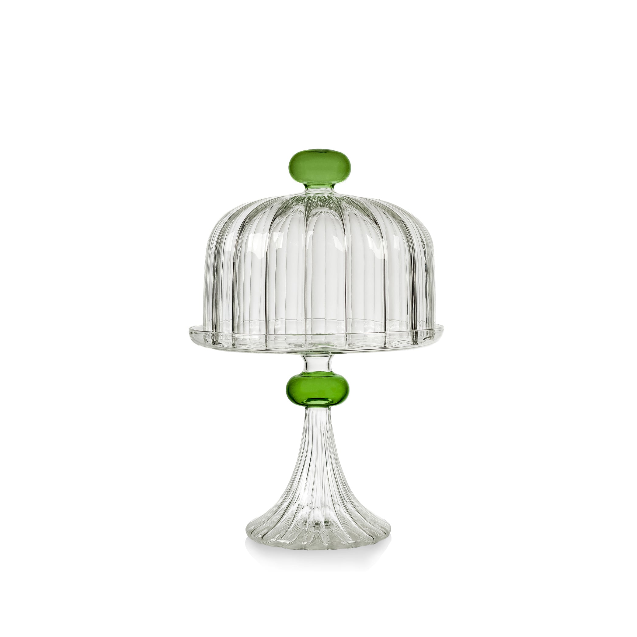 Verona Cake Stand and Dome in Green, 25.5cm x 21cm