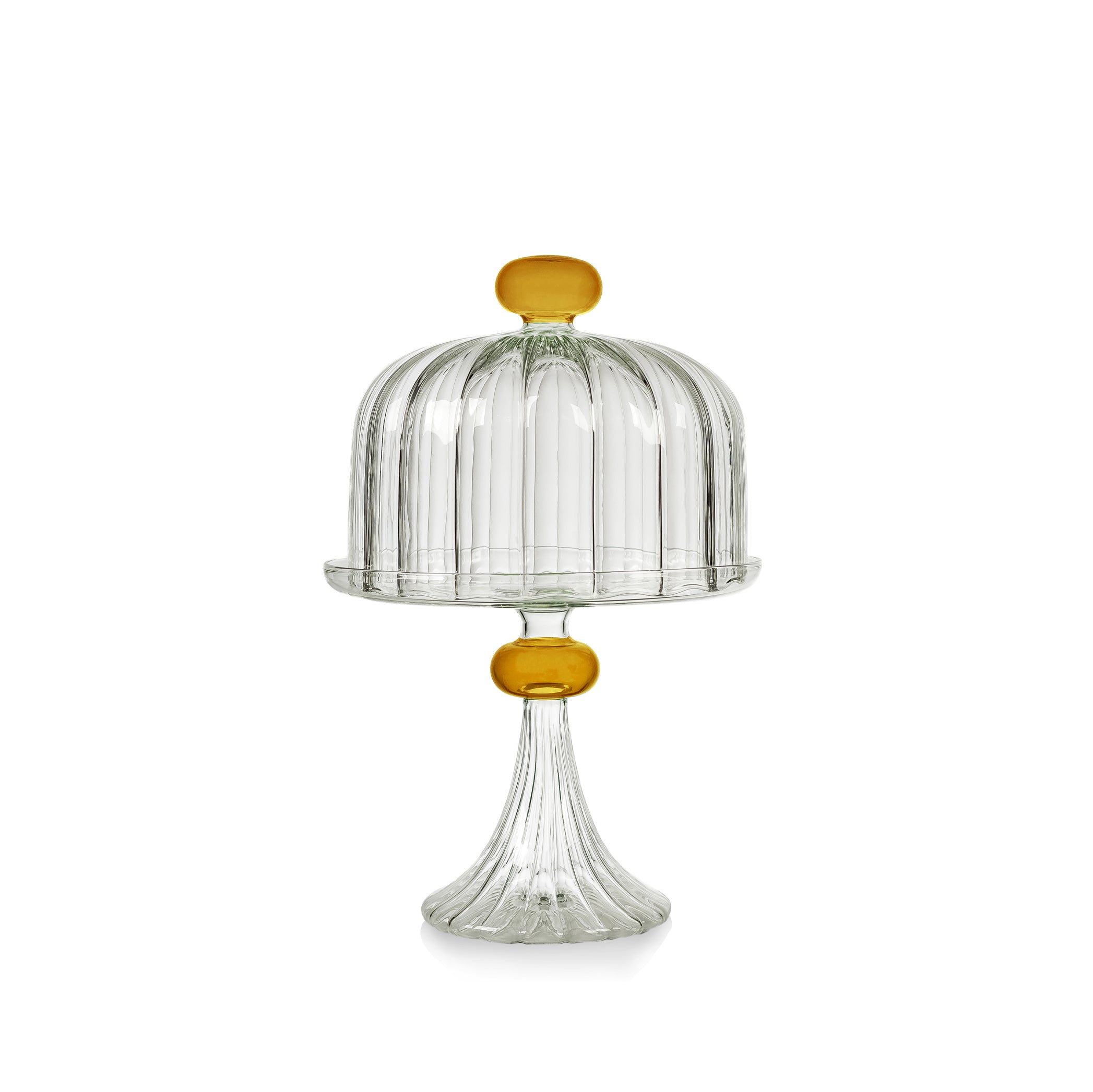 Verona Cake Stand and Dome in Yellow, 25.5cm x 21cm