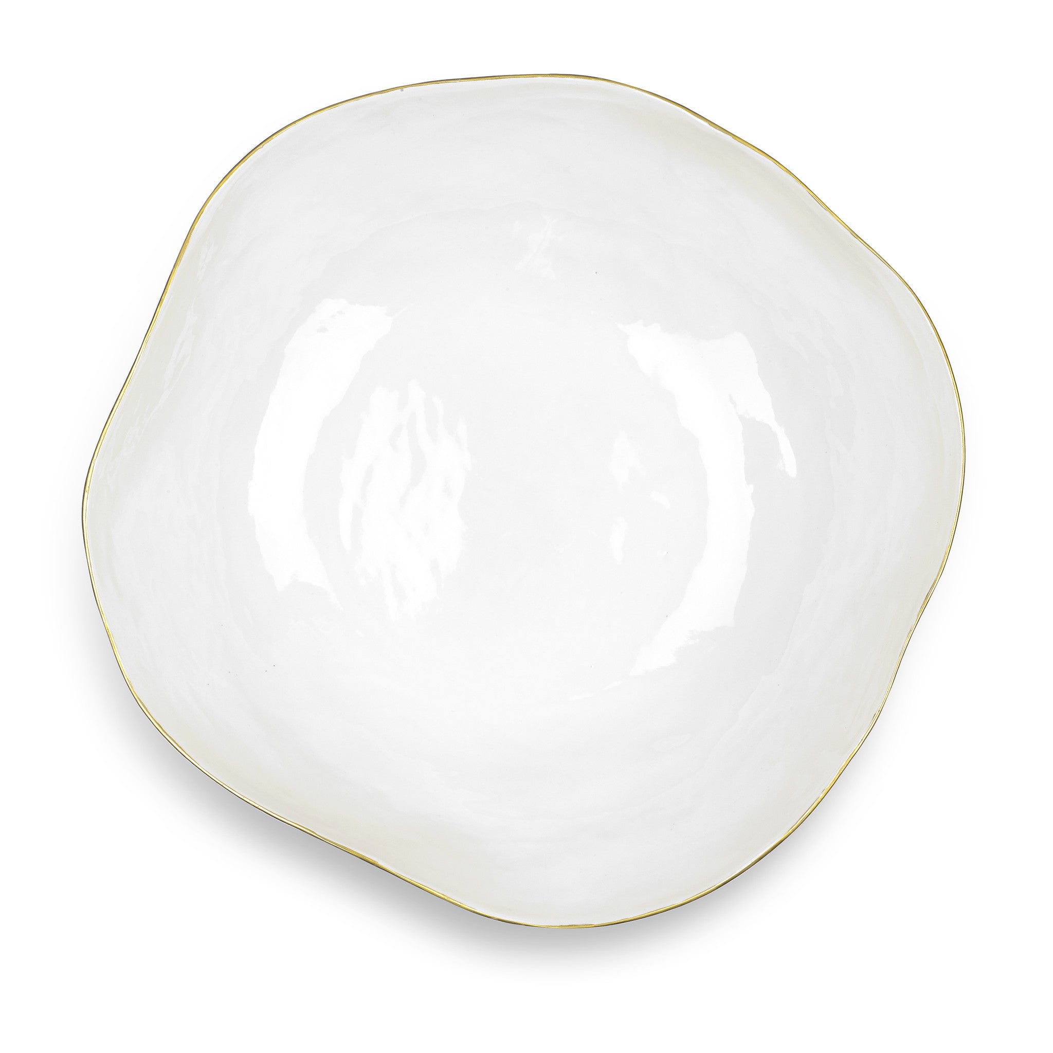 Summerill & Bishop Handmade 43cm Porcelain Extra Large Salad Bowl with Gold Rim
