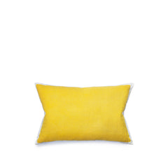 Hand Painted Linen Cushion in Lemon Yellow, 60cm x 40cm