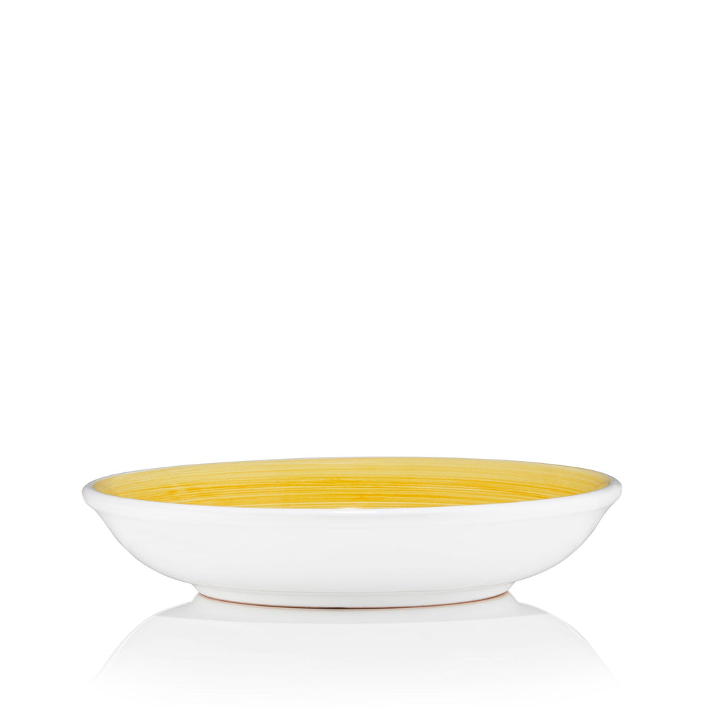 S&B 'Brushed' Ceramic Pasta Bowl in Yellow, 22cm