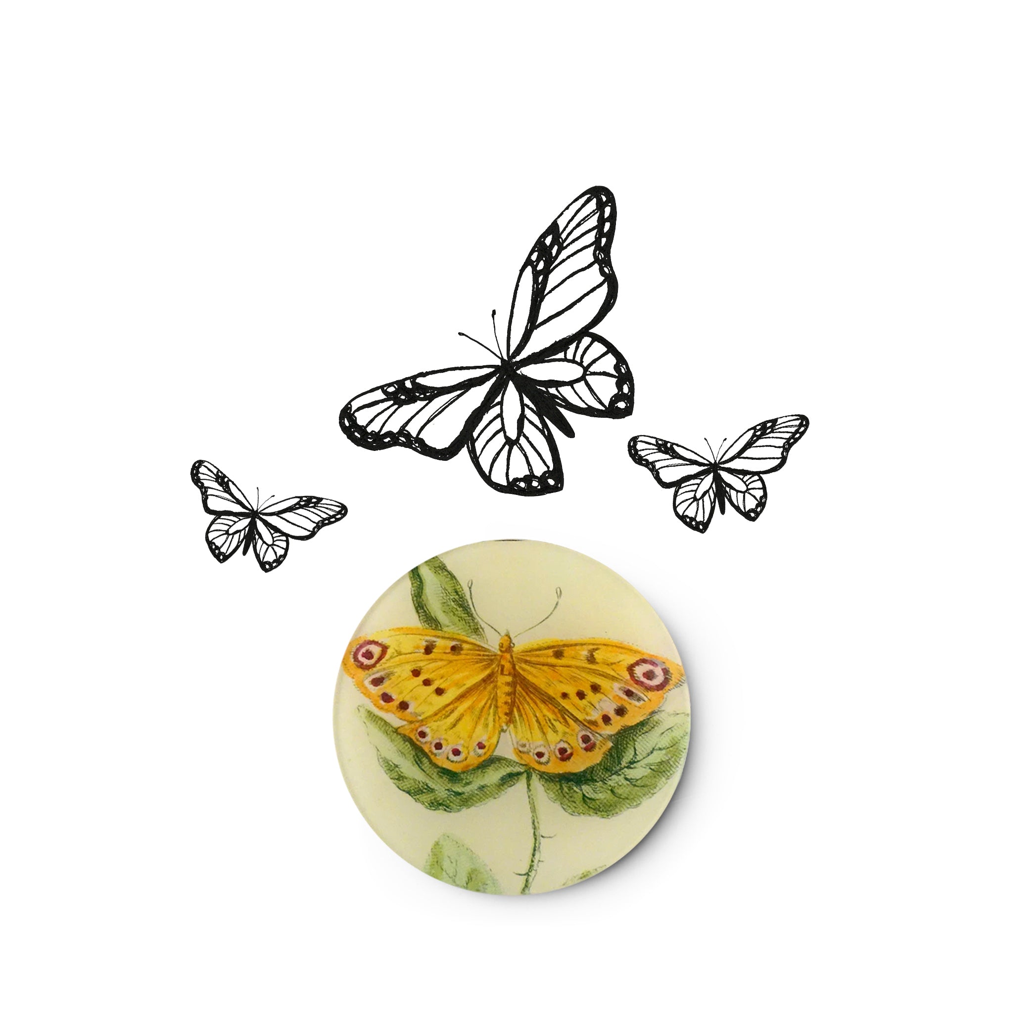 John Derian 'Yellow Butterfly' Round Plate, 13cm