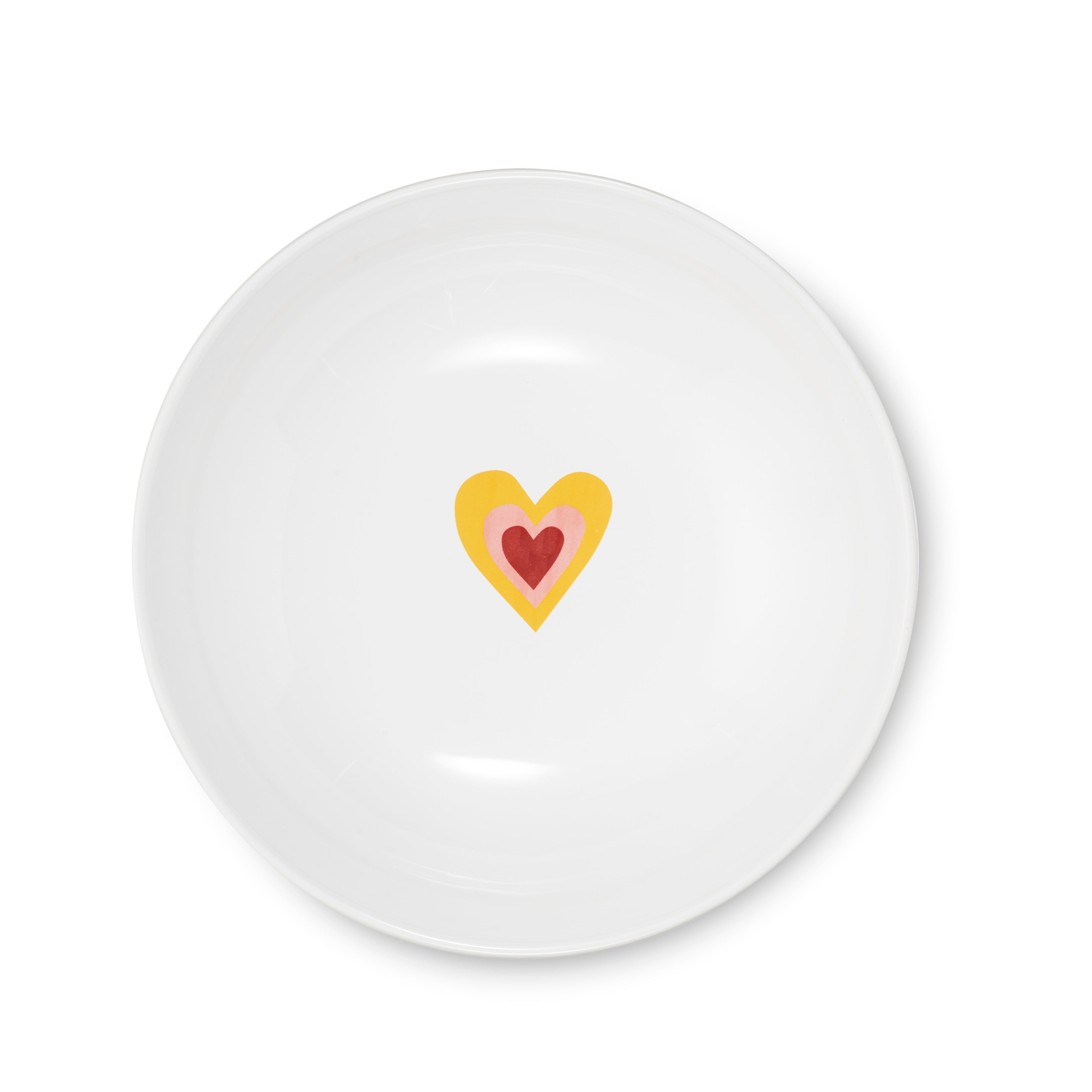 S&B White Serving Bowl with A Heart in Lemon Yellow