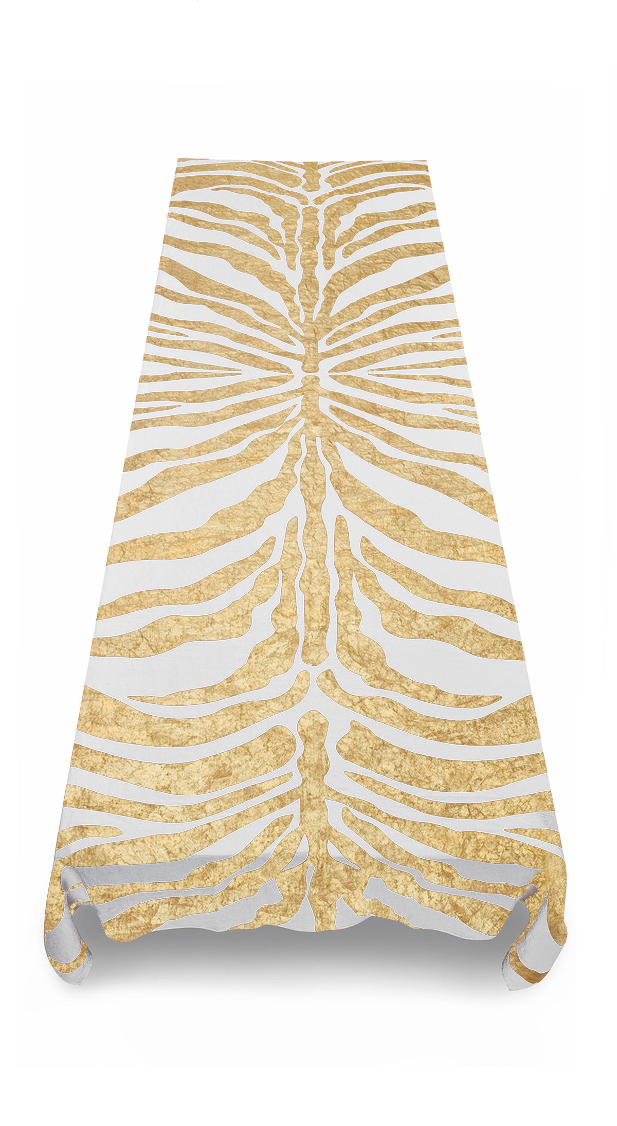 Hand Painted Zebra Linen Tablecloth in Gold