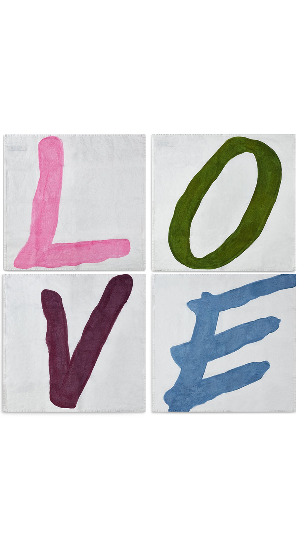 'LOVE' Alphabet Napkins, Set of Four in Multicolours, 50x50cm