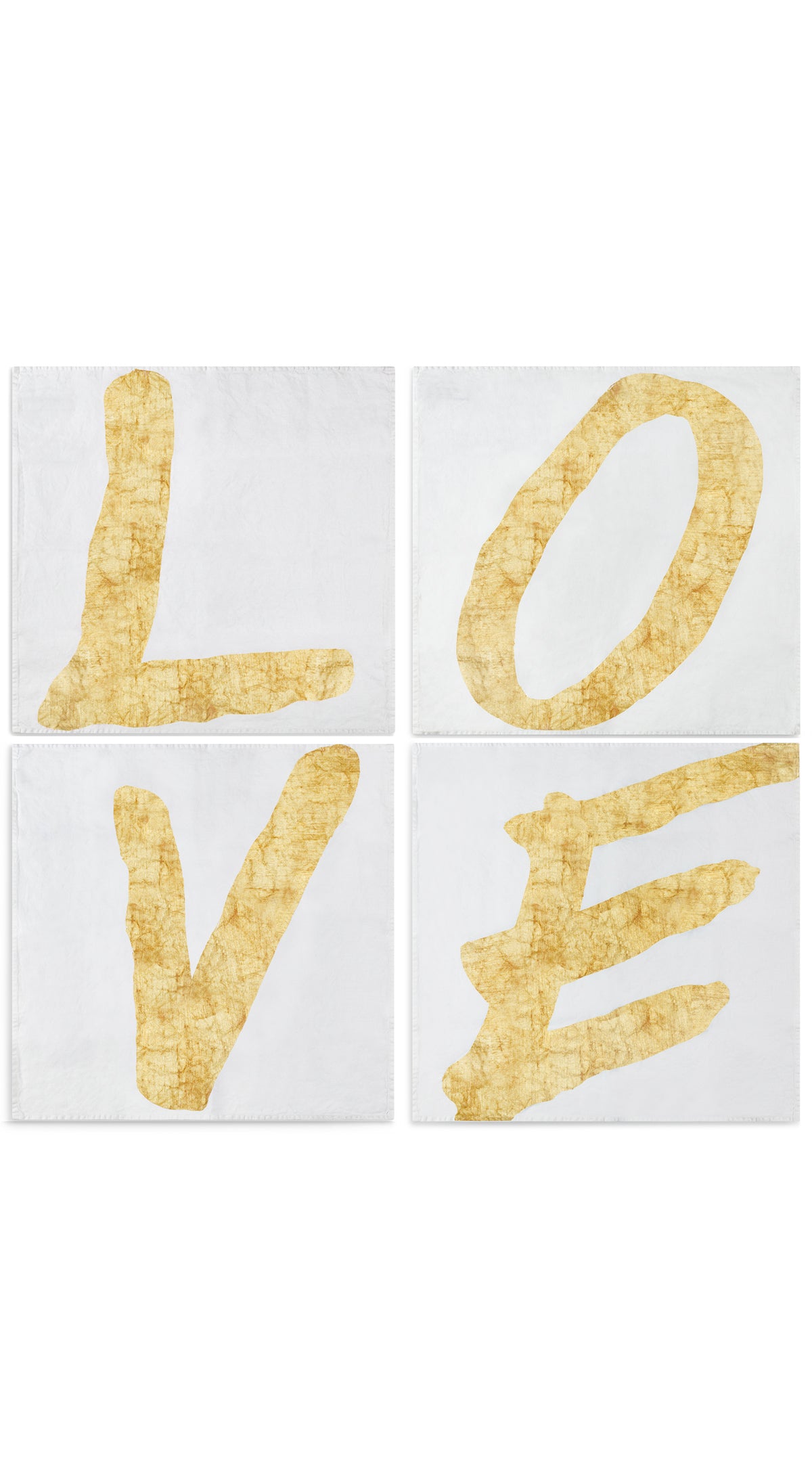 'LOVE' Alphabet Napkins, Set of Four in Gold, 50x50cm