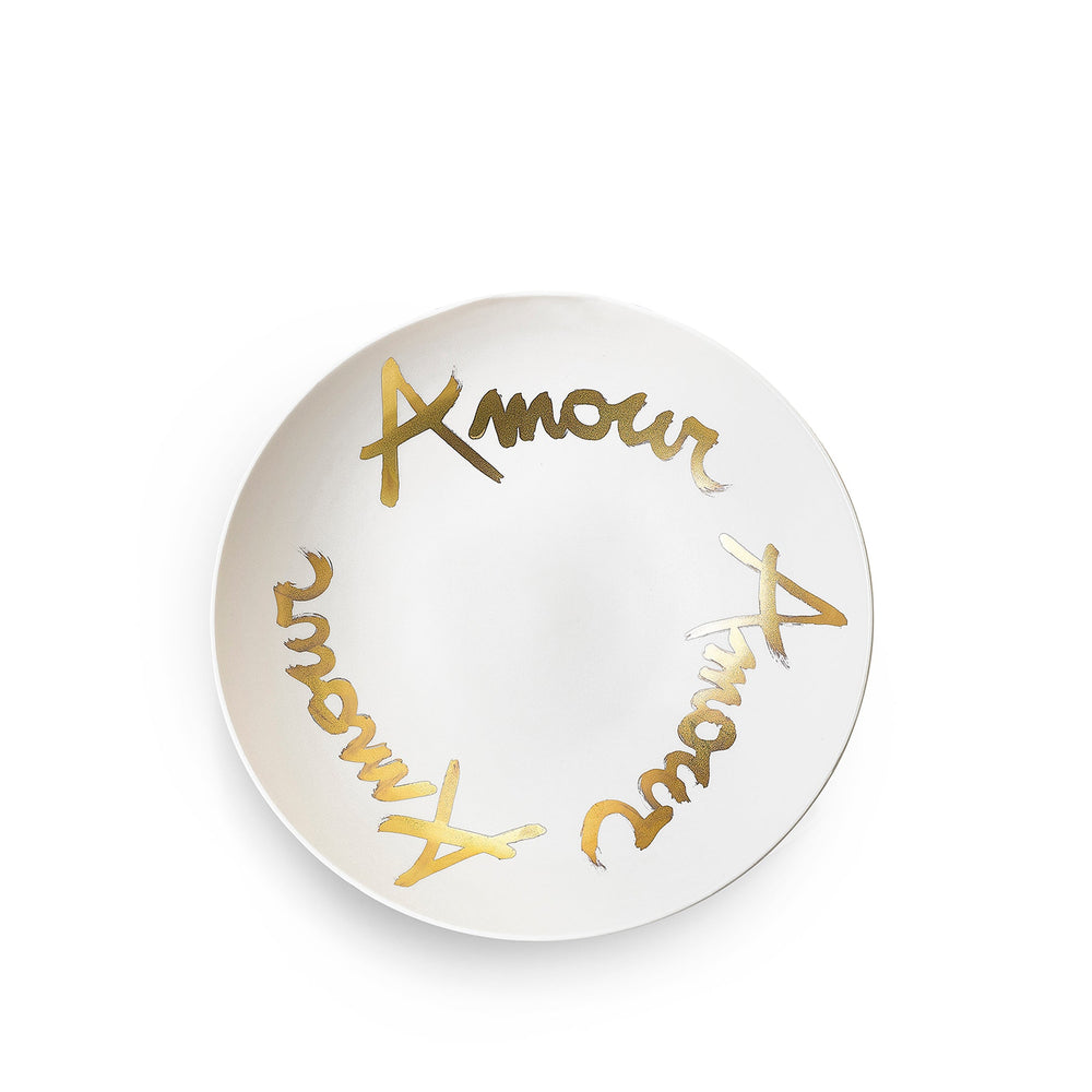 Amour Amour Amour Porcelain Bowl in Matte Gold