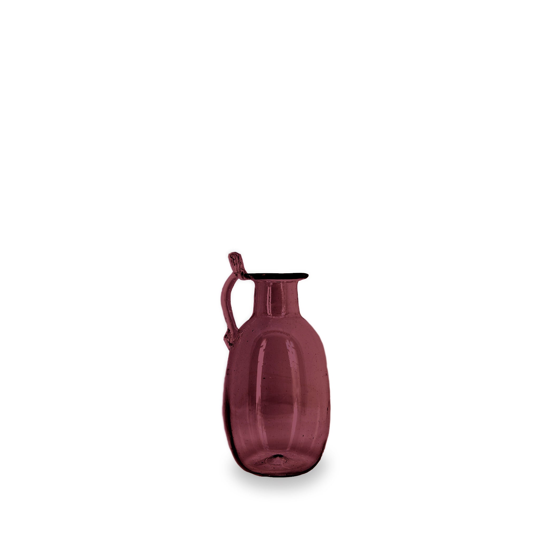 Handblown Glass Amour Vase with Handle in Raspberry Red, 12cm