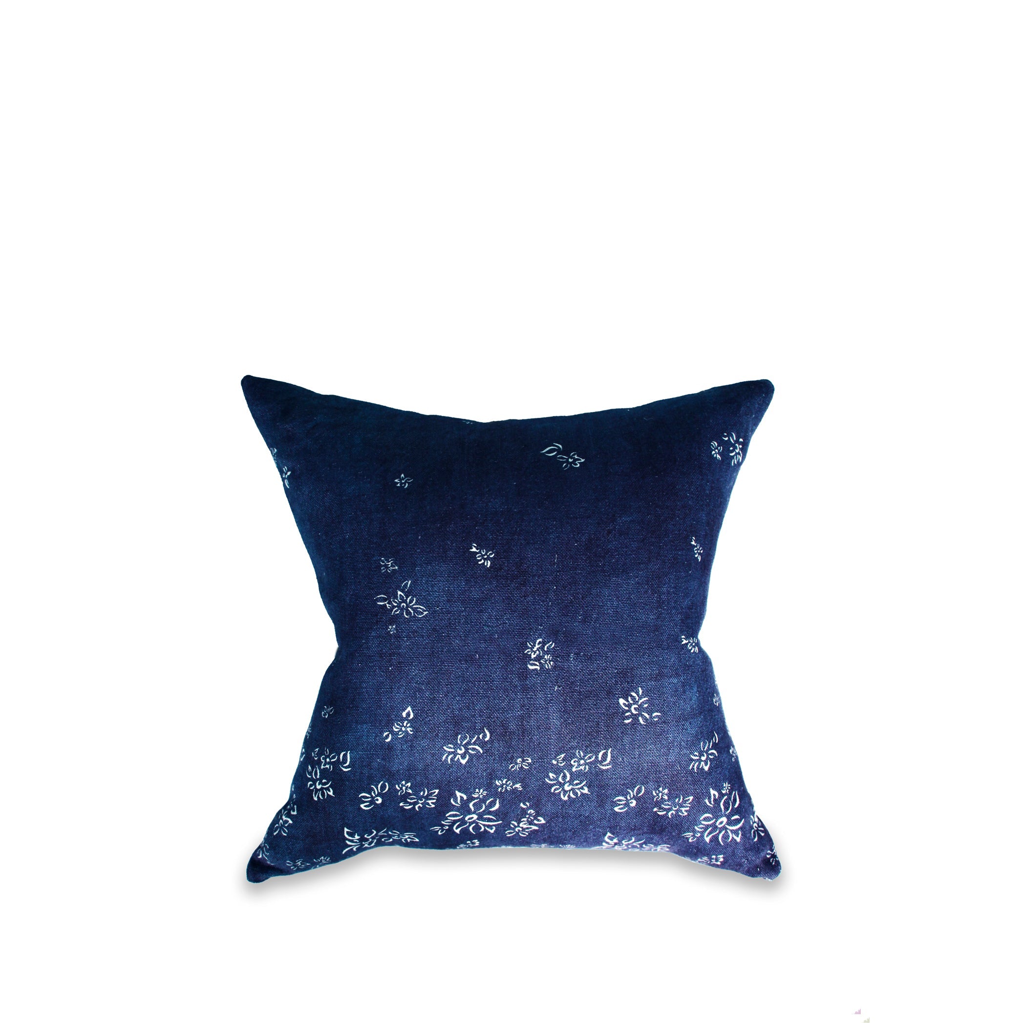 Heavy Linen Falling Flower Cushion in Full Field Midnight Blue, 50cm x 50cm