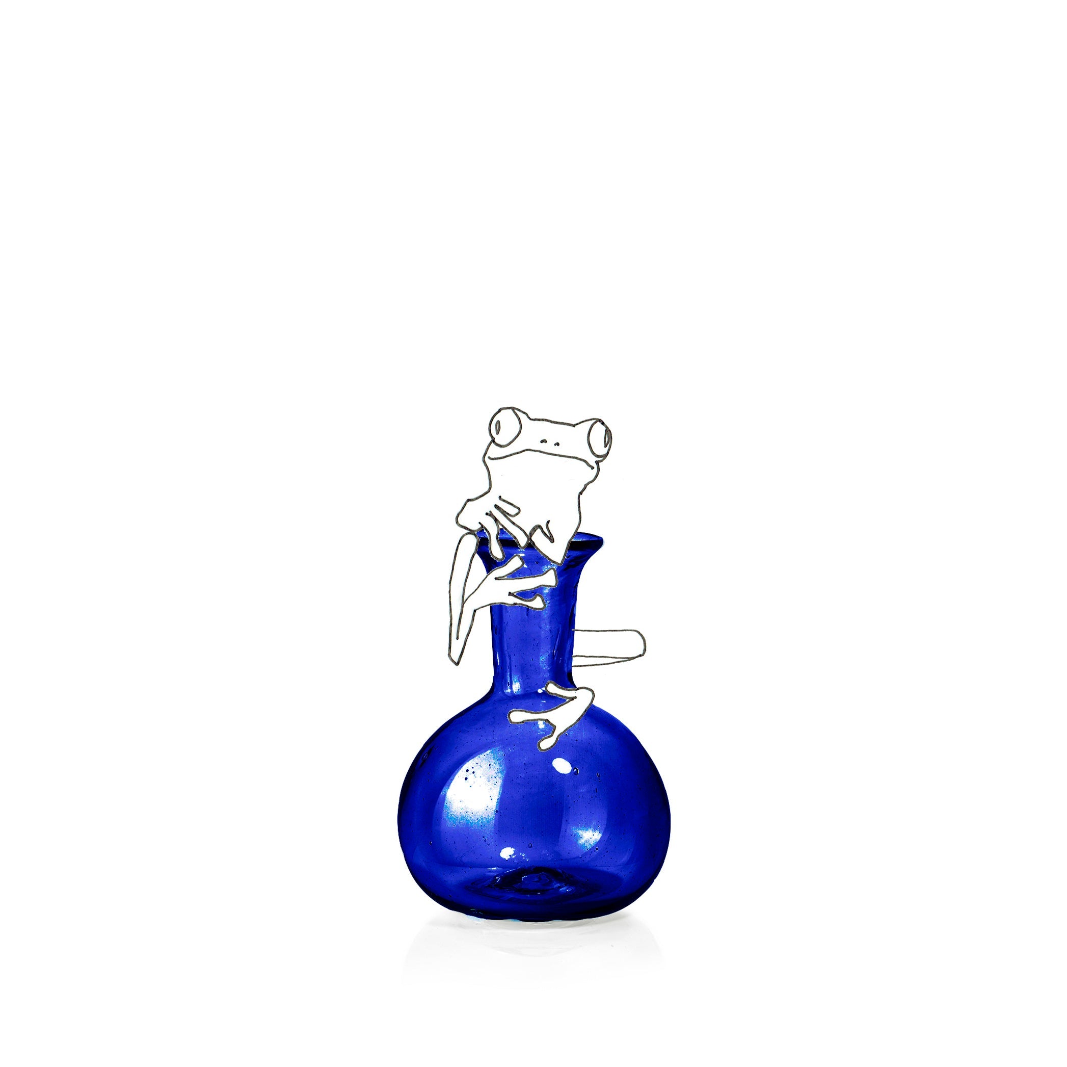 Handblown Small Round Bud Vase in Cobalt Blue, 9cm