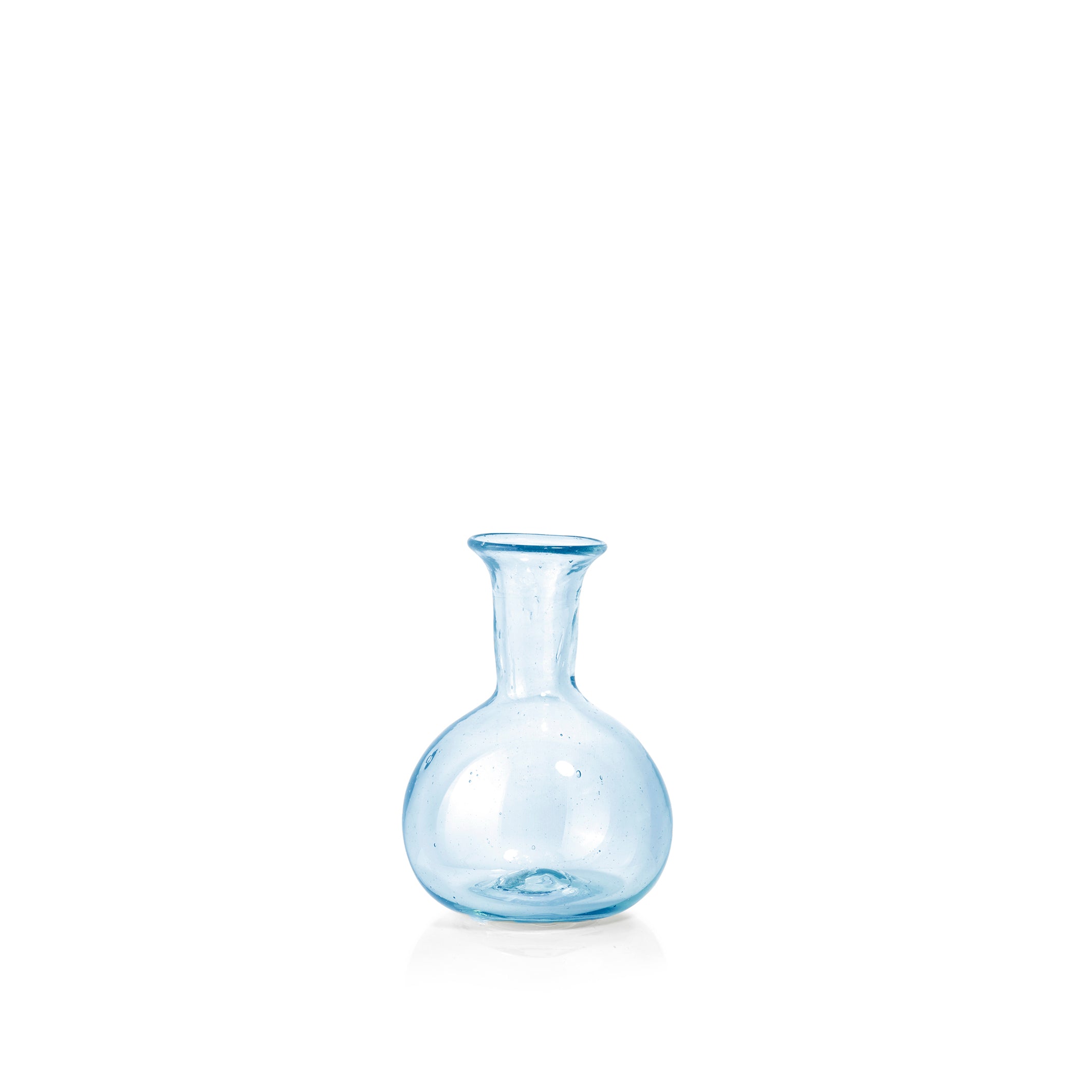 Handblown Small Round Bud Vase in Turquoise Blue, 9cm