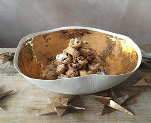 Handmade Extra Large Salad Bowl with Gold Glaze, 43cm