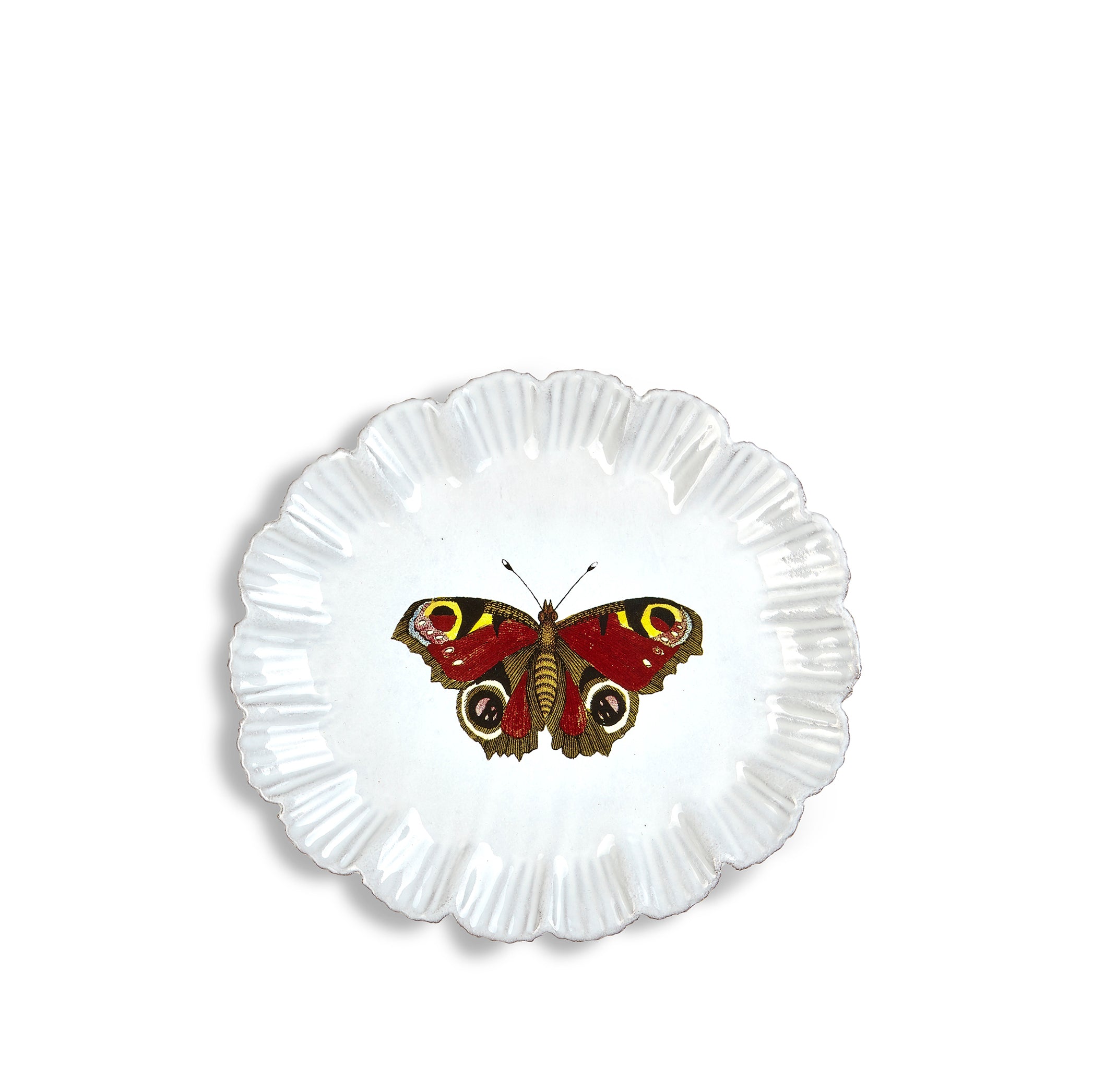 Burgundy Butterfly Dinner Plate by Astier de Villatte, 26.6cm
