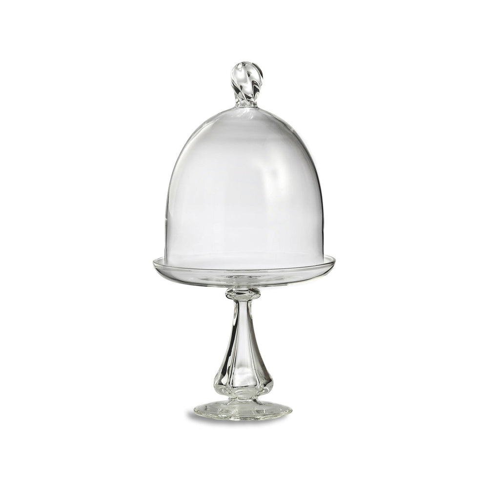 Eleanor Clear Handblown Glass Cake Stand & Dome, Small 19cm
