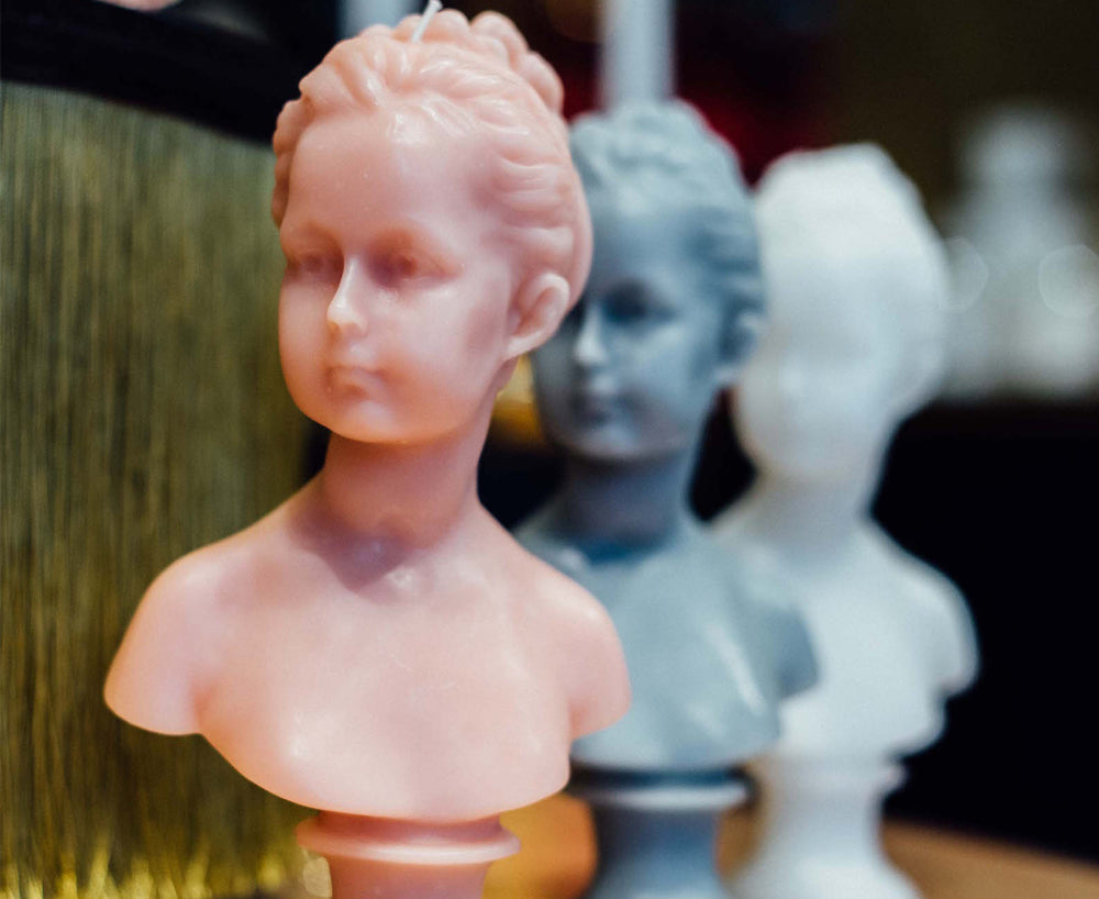 Louise Carved Wax Bust in Pink, 21cm