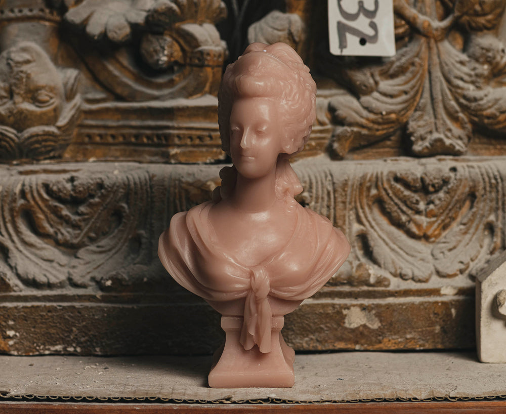 Marie Antoinette Carved Wax Bust in Stone, 22cm