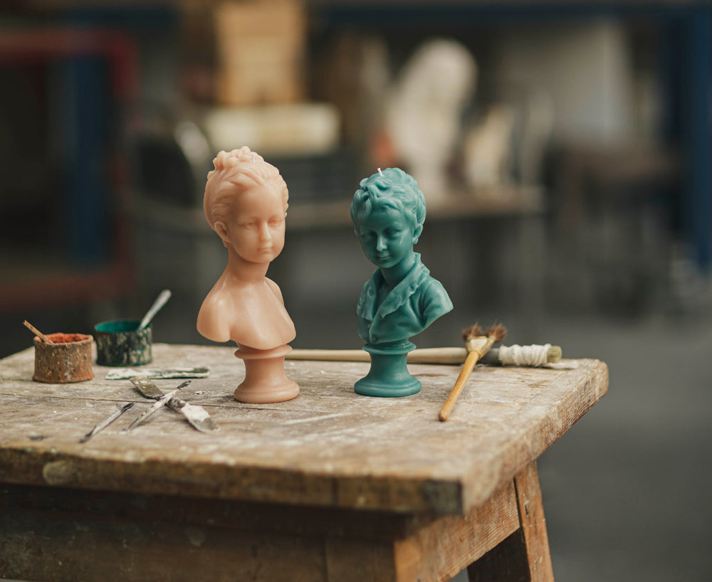 Louise Carved Wax Bust in Pink, 21cm