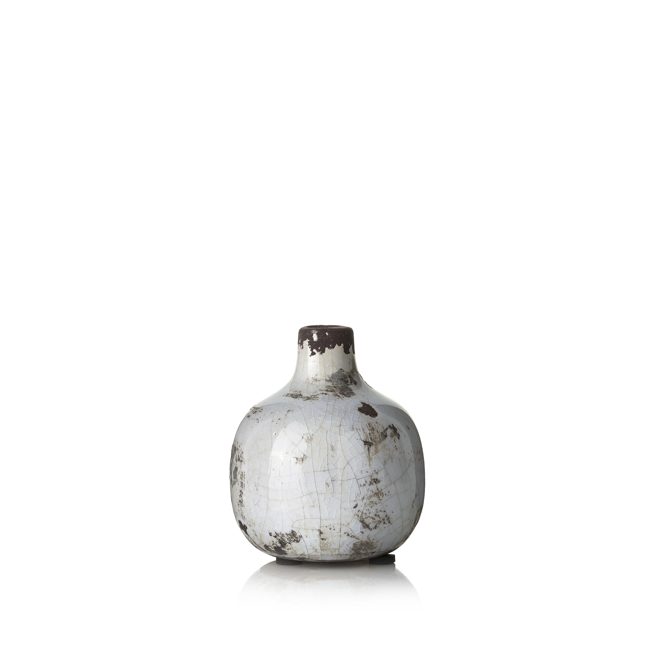 Ceramic Crackled Vase in White