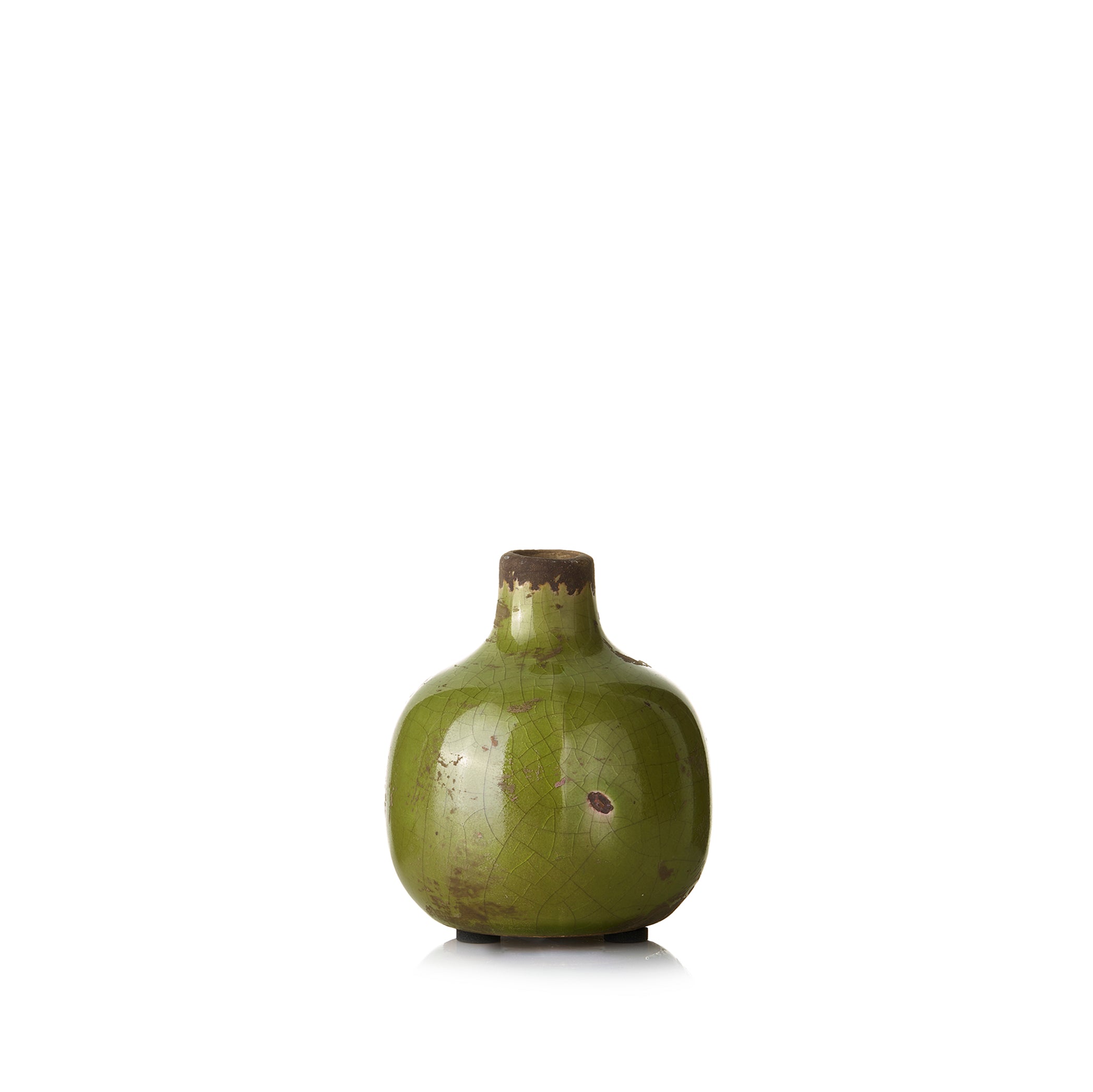 Ceramic Crackled Vase in Green