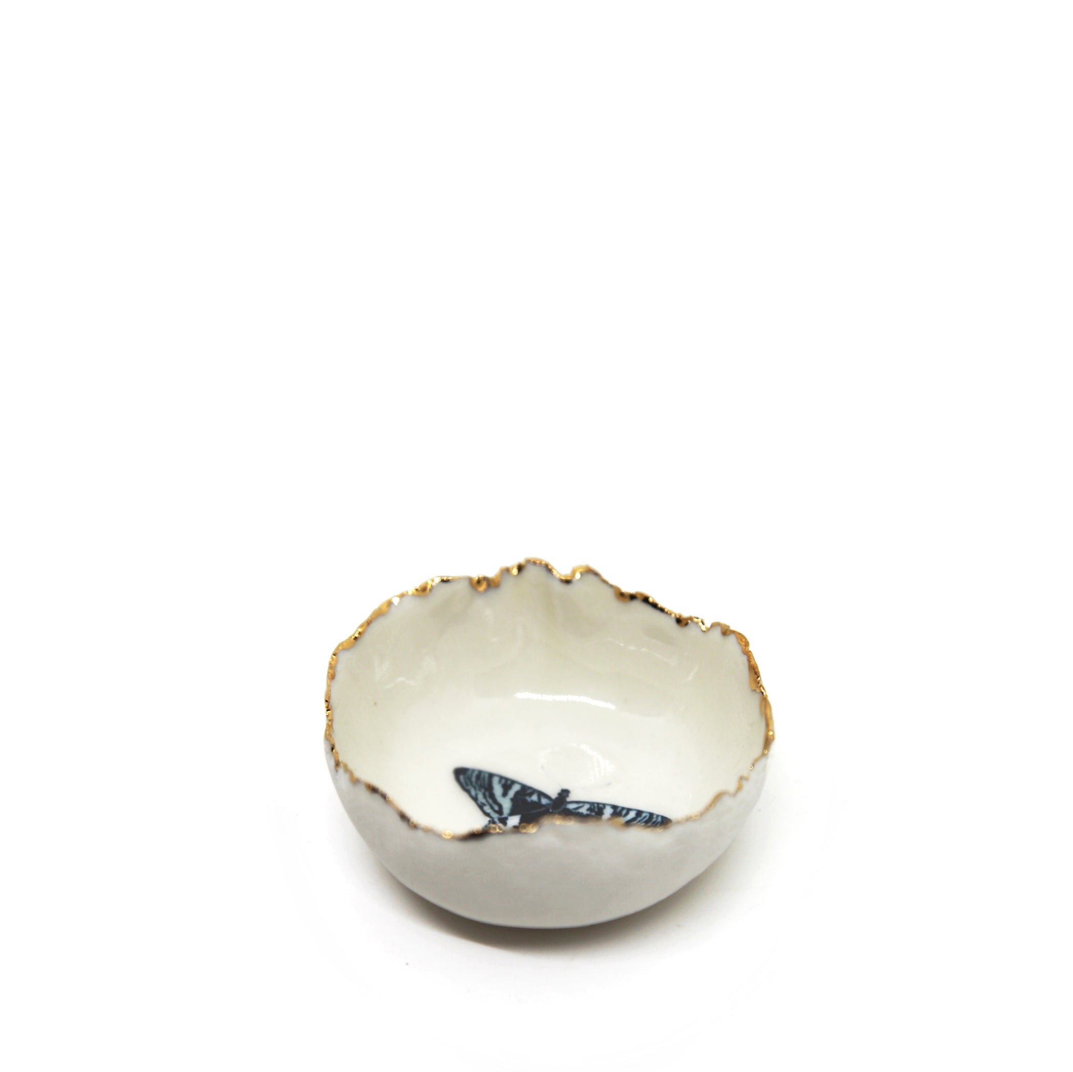 HB Jagged Bowl with Coloured Butterfly, 7cm