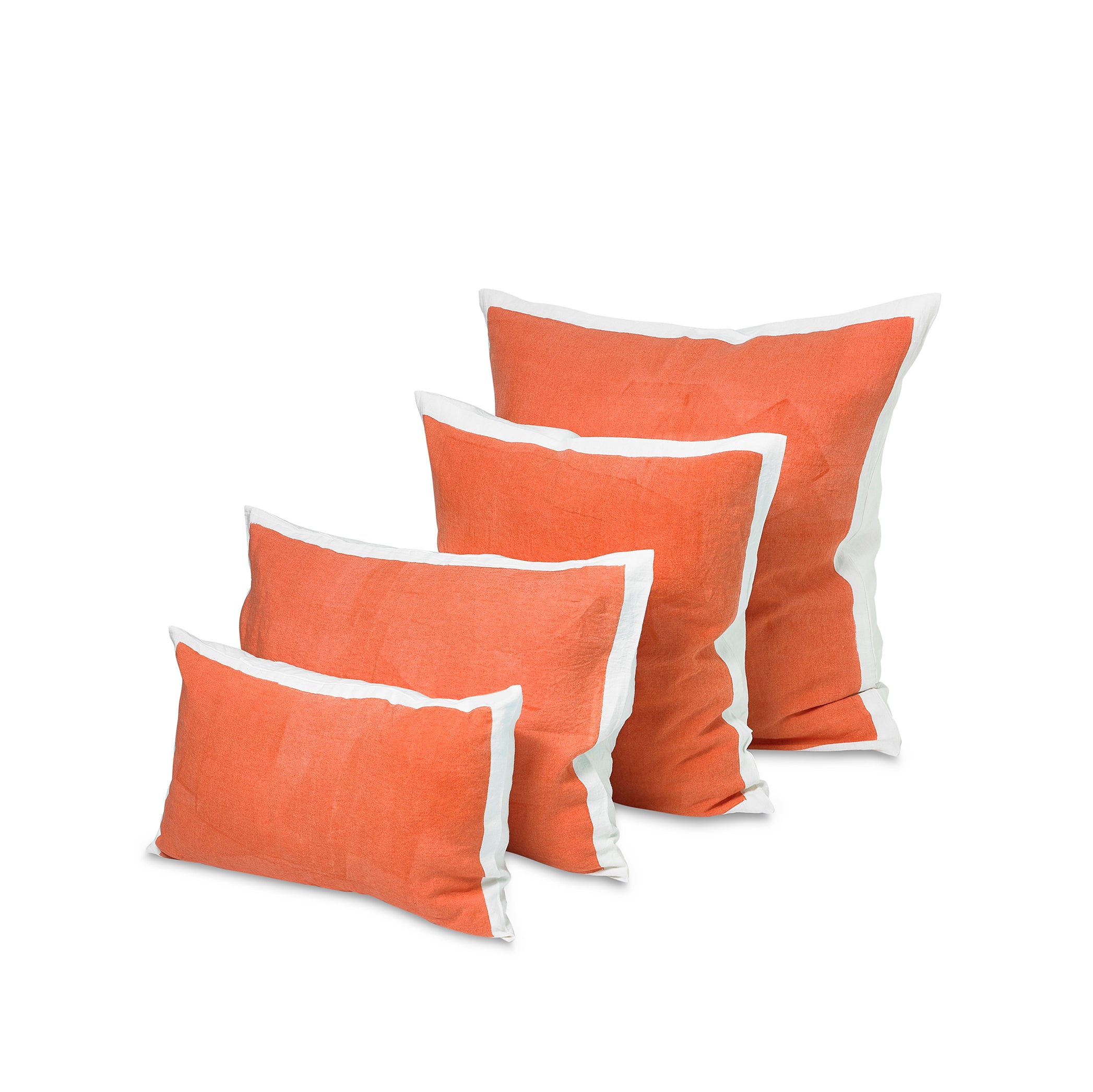 Hand Painted Linen Cushion in Coral, 50cm x 30cm
