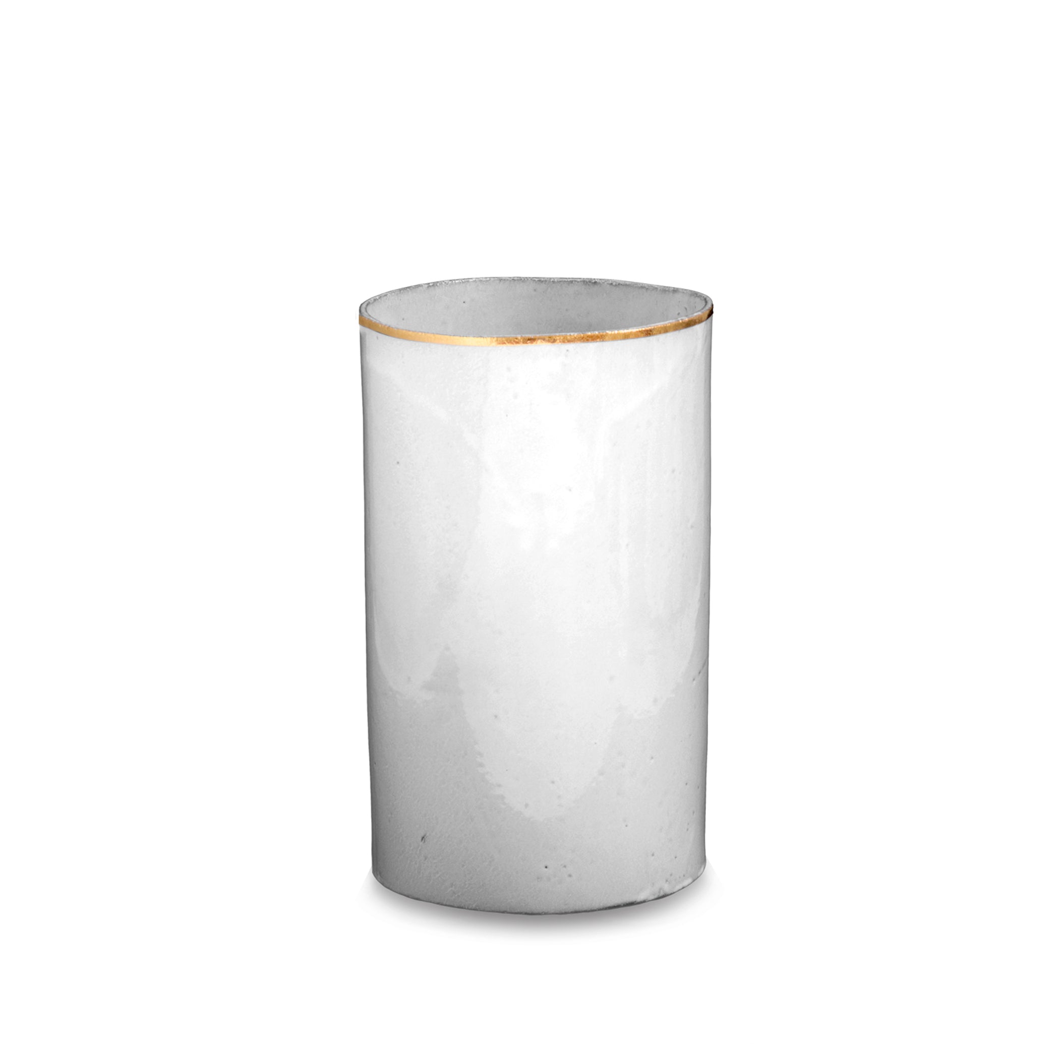 Crésus Tube Vase with Gold Rim by Astier de Villatte, 22cm