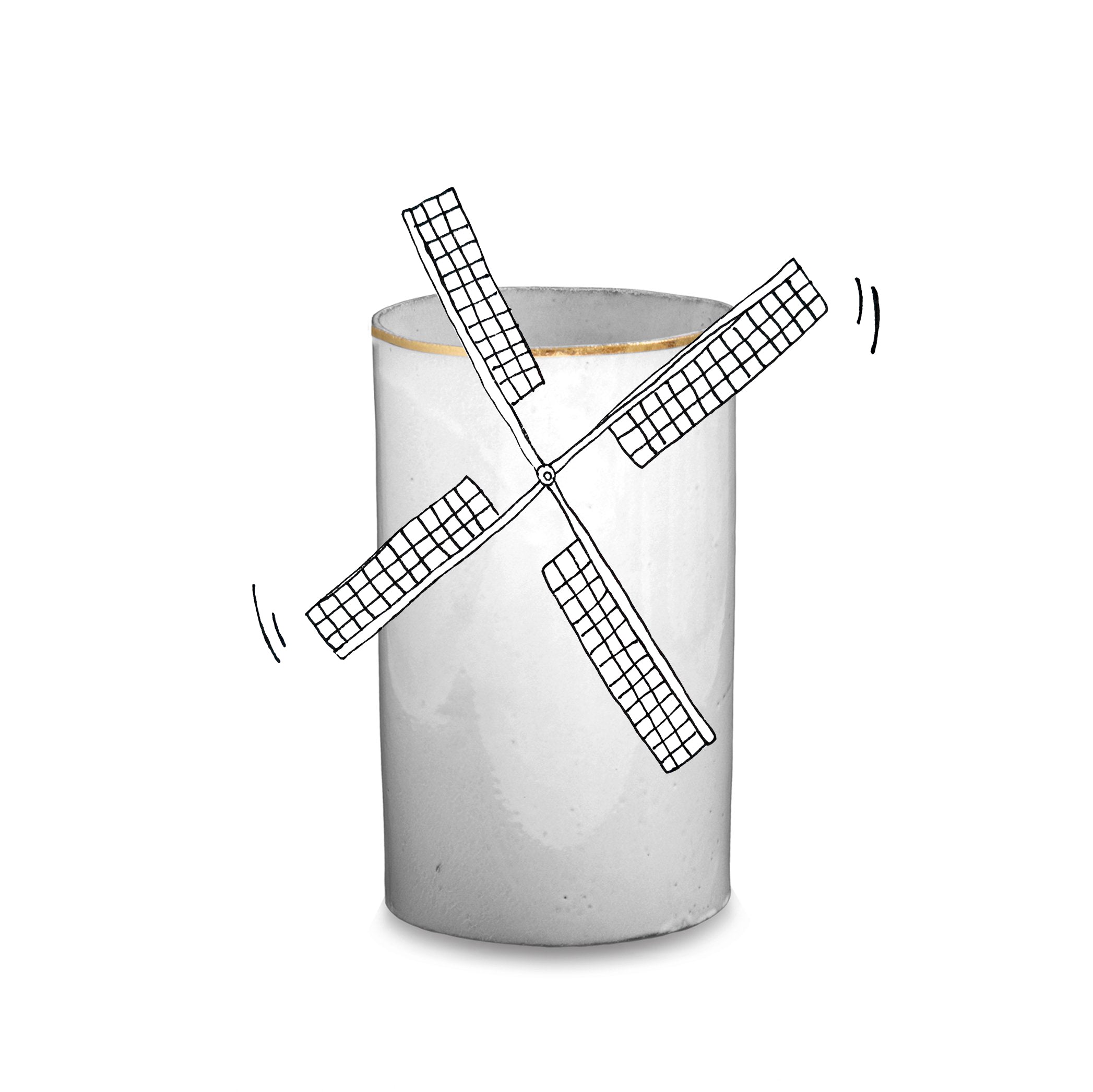 Crésus Tube Vase with Gold Rim by Astier de Villatte, 22cm