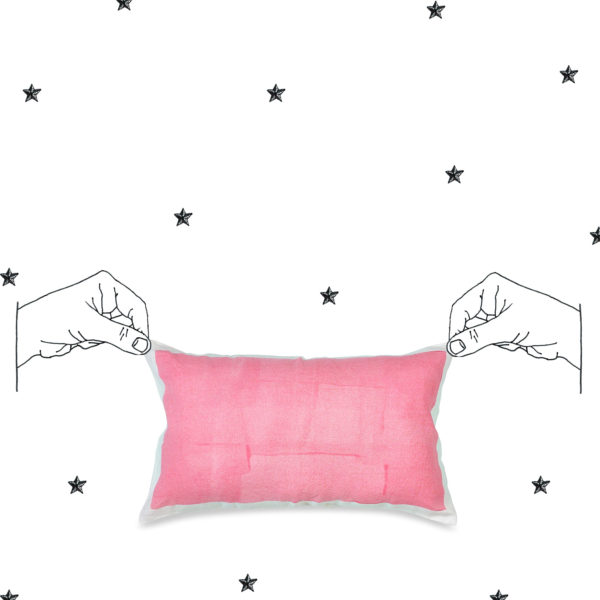 Hand Painted Linen Cushion in Rose Pink, 50cm x 30cm