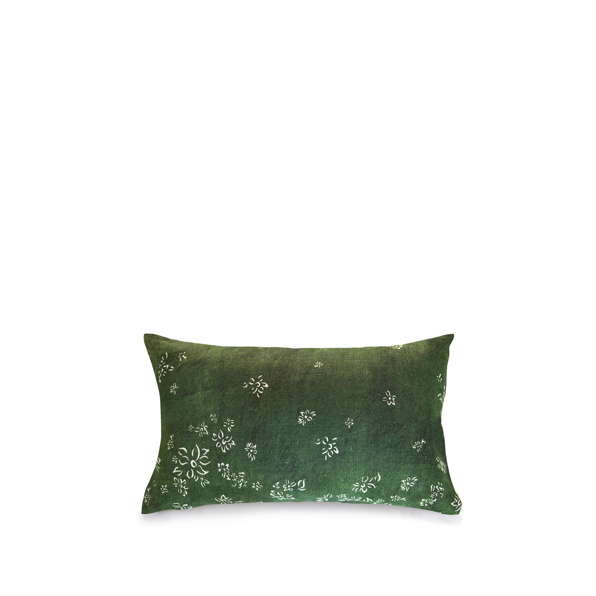 Heavy Linen Falling Flower Cushion in Full Field Green, 50cm x 30cm